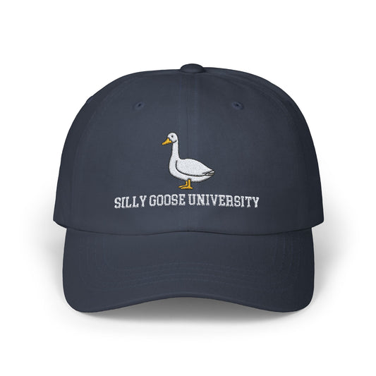 Silly Goose University Embroidered Baseball Hat Womens Eco Friendly Apparel Navy One size