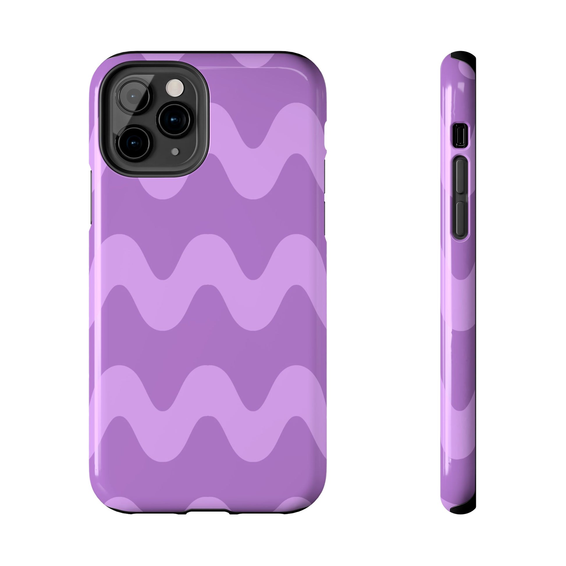 Stylish Purple Wavy Pattern Phone Case - Durable, Trendy, and Protective Cover for All Phone Models | Tough Phone Cases Womens Eco Friendly Apparel iPhone 11 Pro