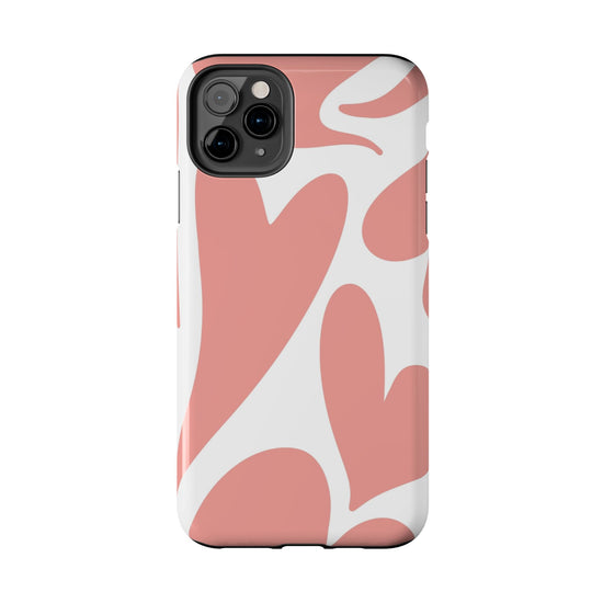 Pink Abstract Heart Pattern Phone Case - Stylish Protective Cover for iPhone and Android Models | Tough Phone Cases Womens Eco Friendly Apparel