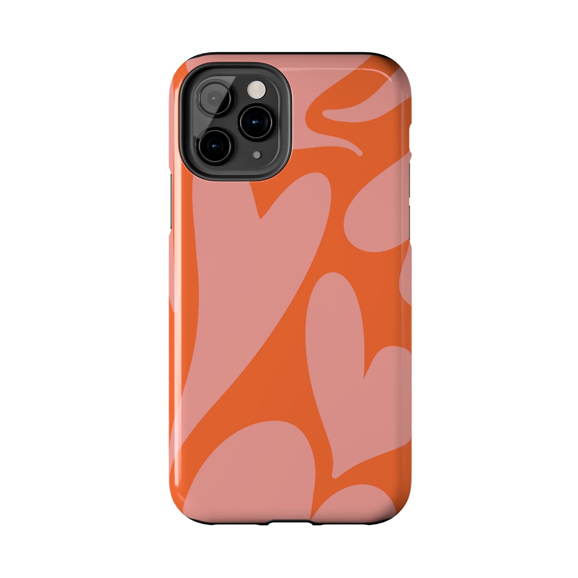 Stylish Abstract Heart Pattern Phone Case - Pink and Orange Design - Durable Protection for Your Device | Tough Phone Cases Womens Eco Friendly Apparel