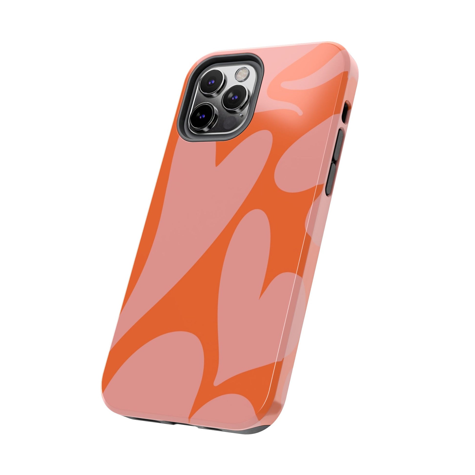 Stylish Abstract Heart Pattern Phone Case - Pink and Orange Design - Durable Protection for Your Device | Tough Phone Cases Womens Eco Friendly Apparel