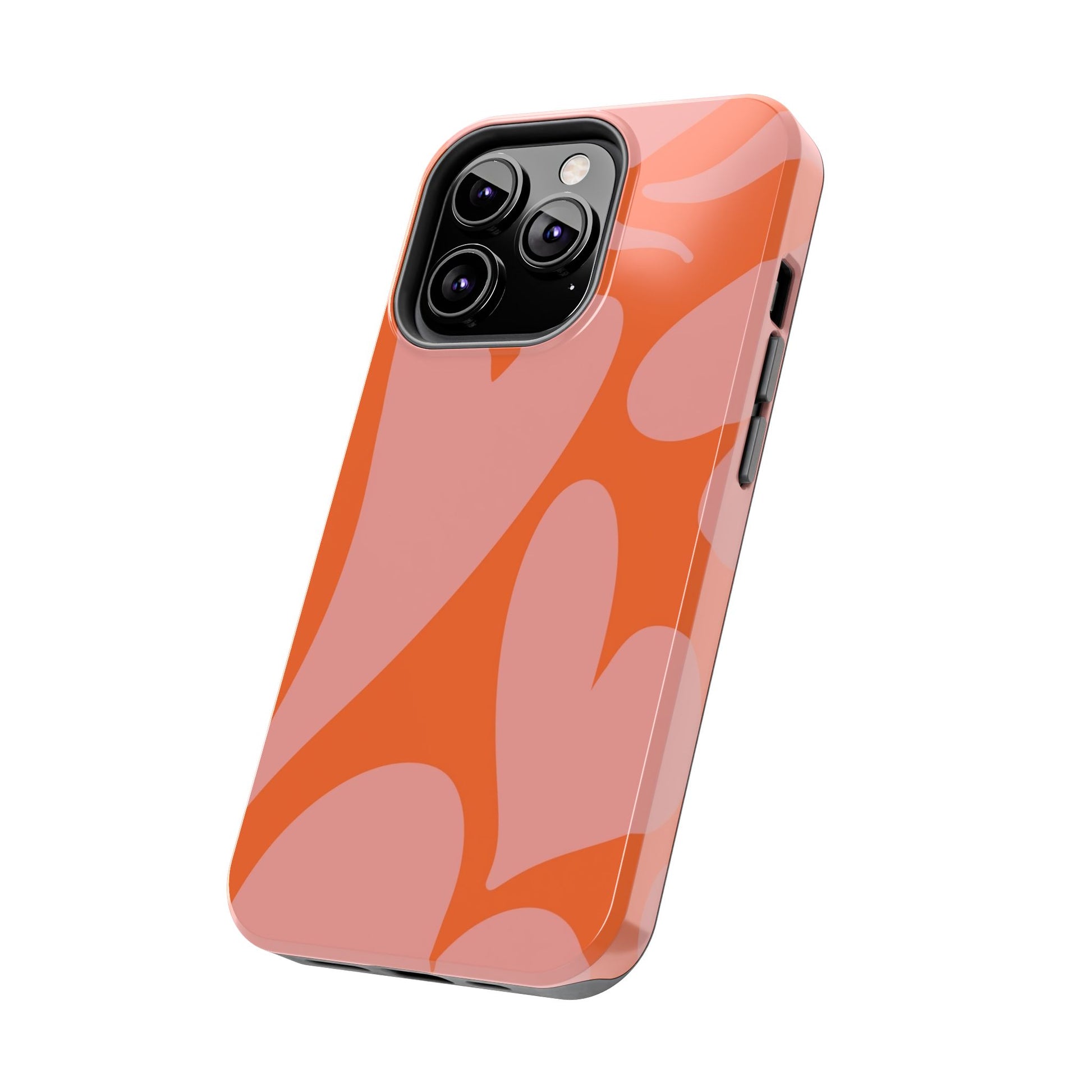 Stylish Abstract Heart Pattern Phone Case - Pink and Orange Design - Durable Protection for Your Device | Tough Phone Cases Womens Eco Friendly Apparel