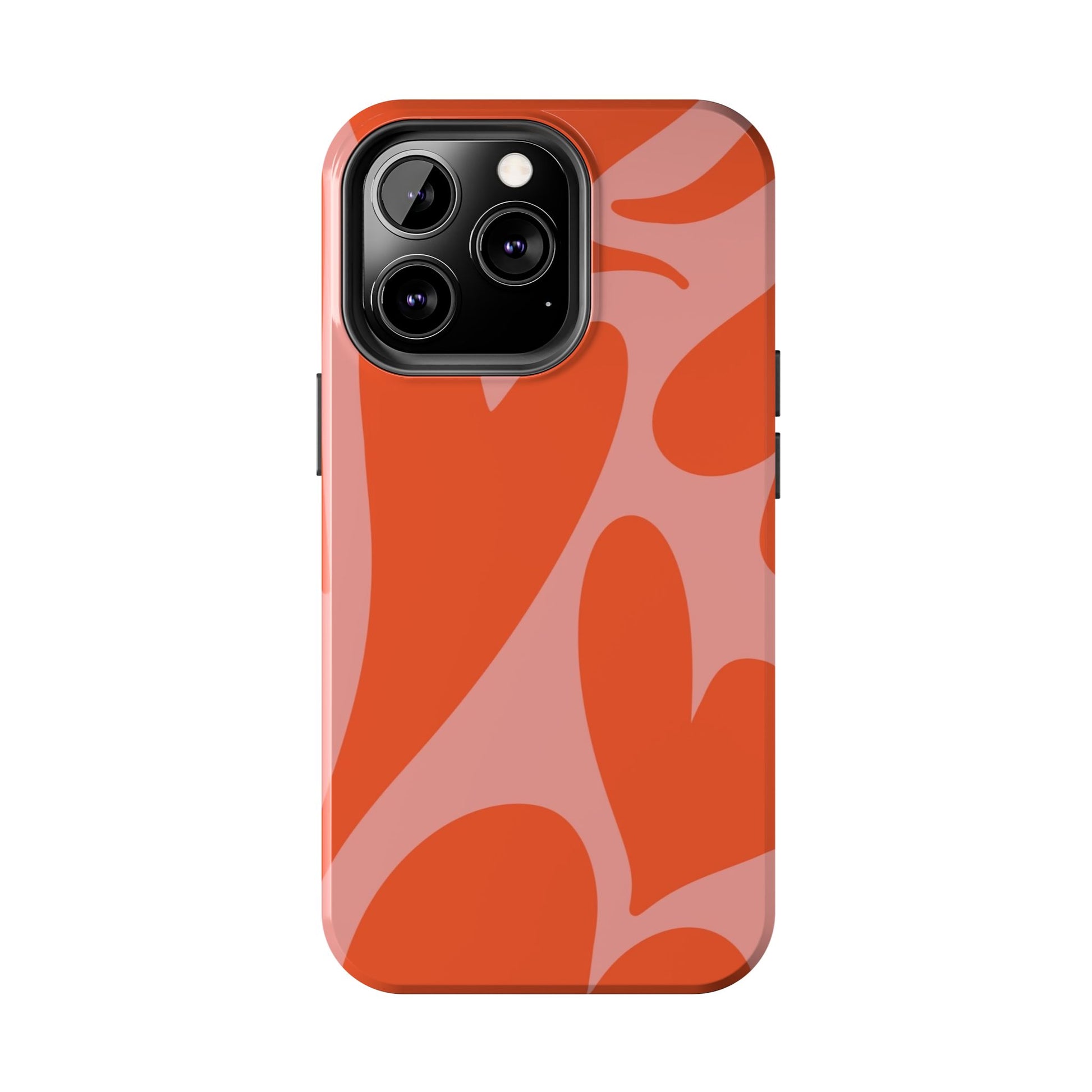 Cute Abstract Orange Heart Pattern Phone Case - Stylish and Durable Protection for Your Smartphone | Tough Phone Cases Womens Eco Friendly Apparel