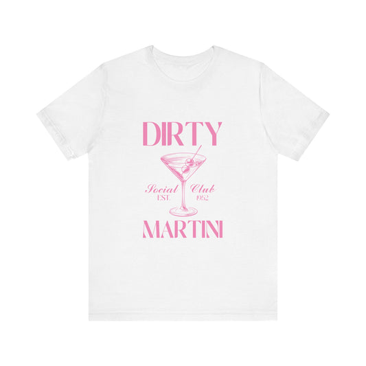 Dirty Martini Social Club Vintage Graphic Tee🍸 Womens Eco Friendly Apparel Solid White Blend