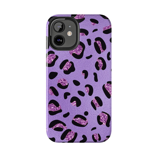 Purple Leopard Glitter Phone Case - Stylish Animal Print Design for iPhone and Android - Durable Protection | Tough Phone Cases Womens Eco Friendly Apparel