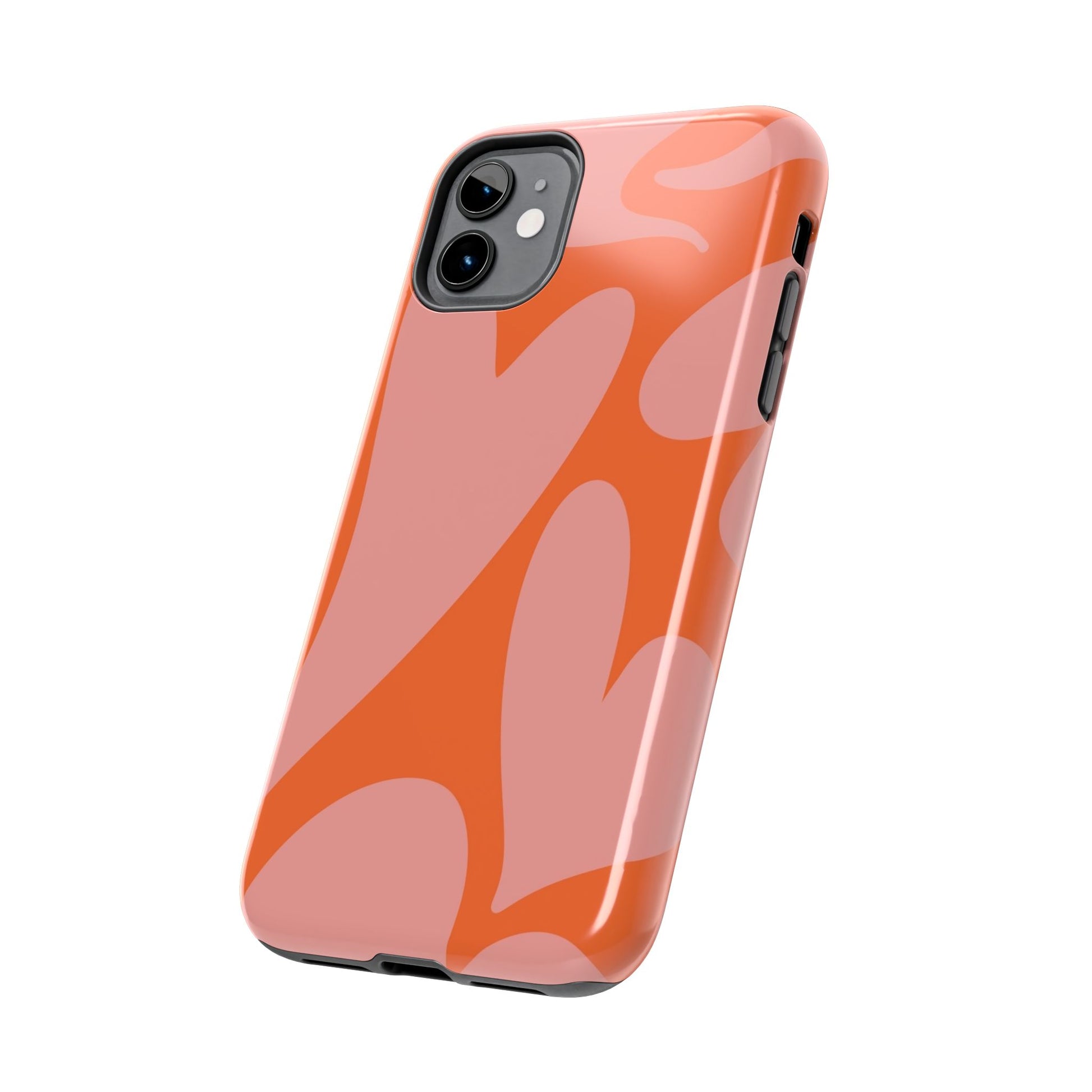 Stylish Abstract Heart Pattern Phone Case - Pink and Orange Design - Durable Protection for Your Device | Tough Phone Cases Womens Eco Friendly Apparel