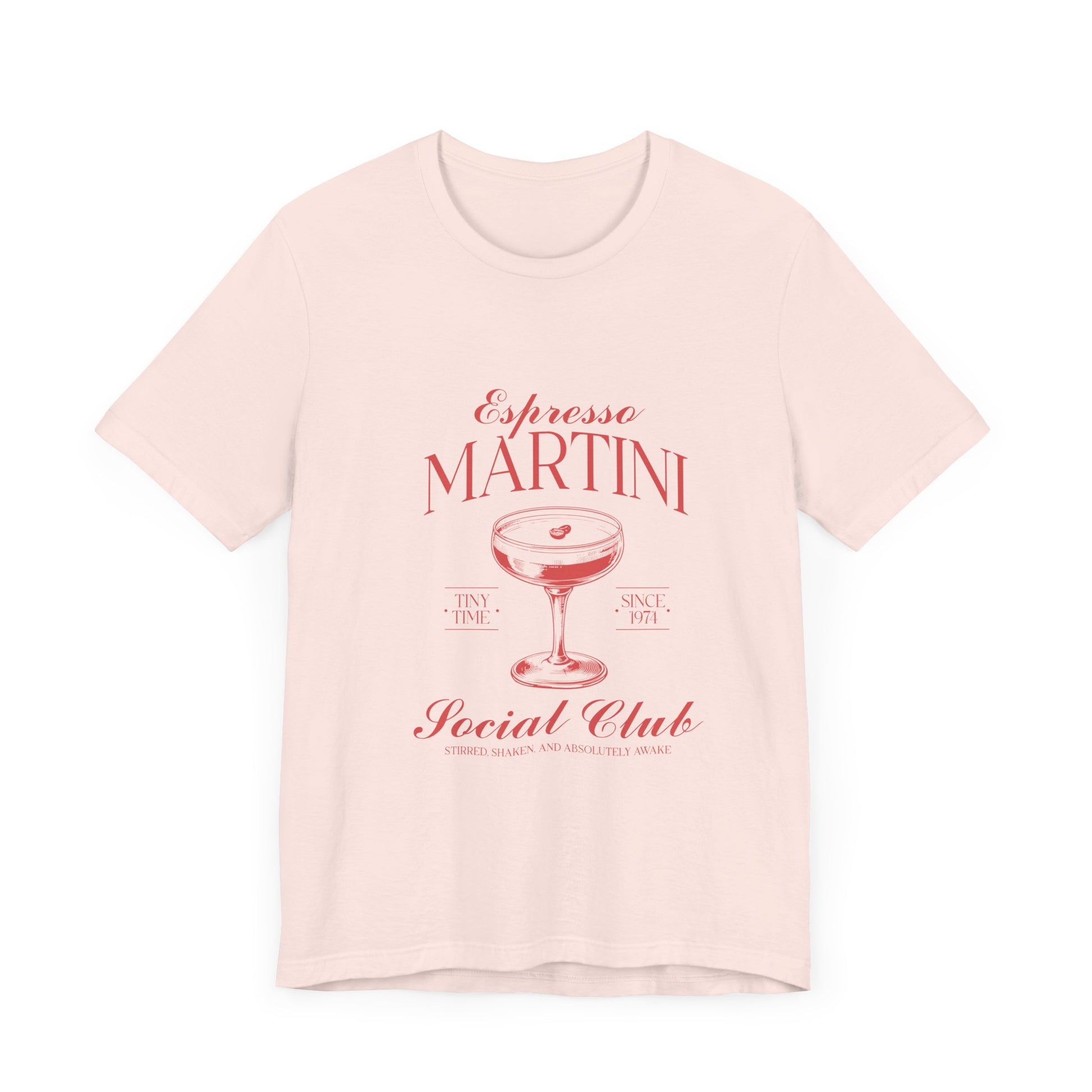 Espresso Martini Social Club Vintage Graphic Tee ☕🍸 Womens Eco Friendly Apparel Soft Pink