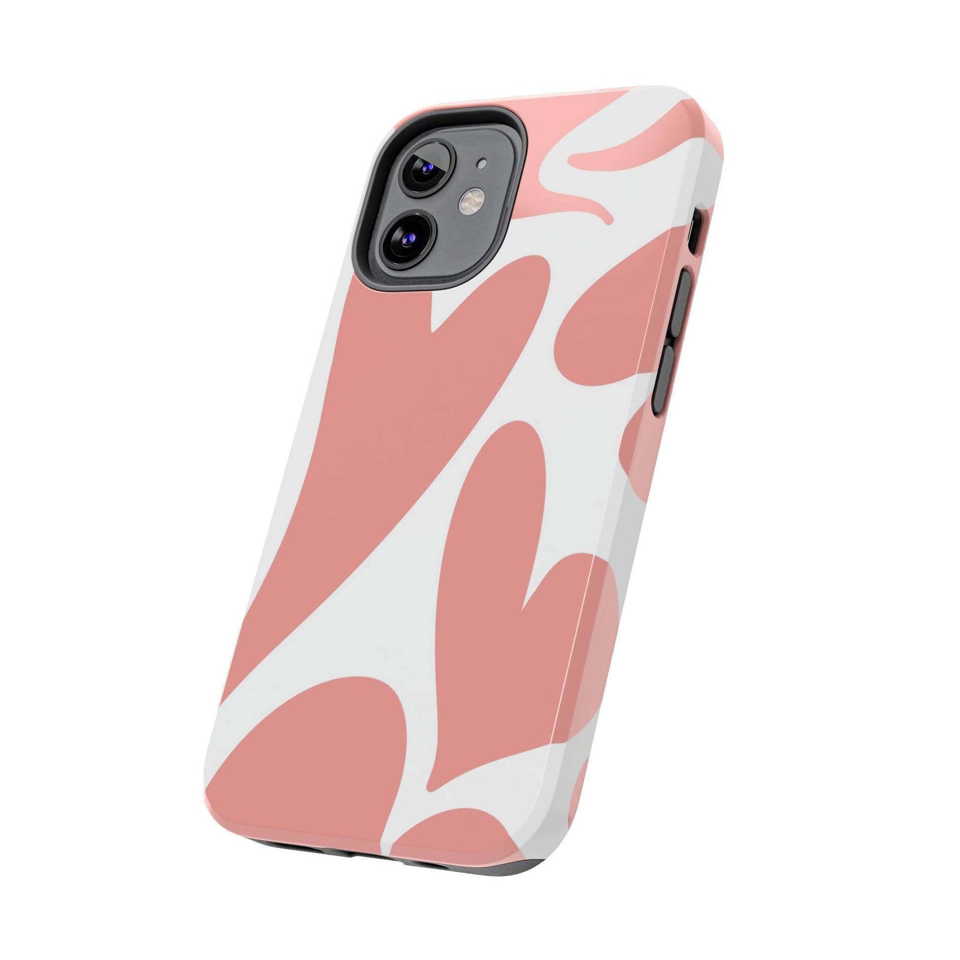 Pink Abstract Heart Pattern Phone Case - Stylish Protective Cover for iPhone and Android Models | Tough Phone Cases Womens Eco Friendly Apparel