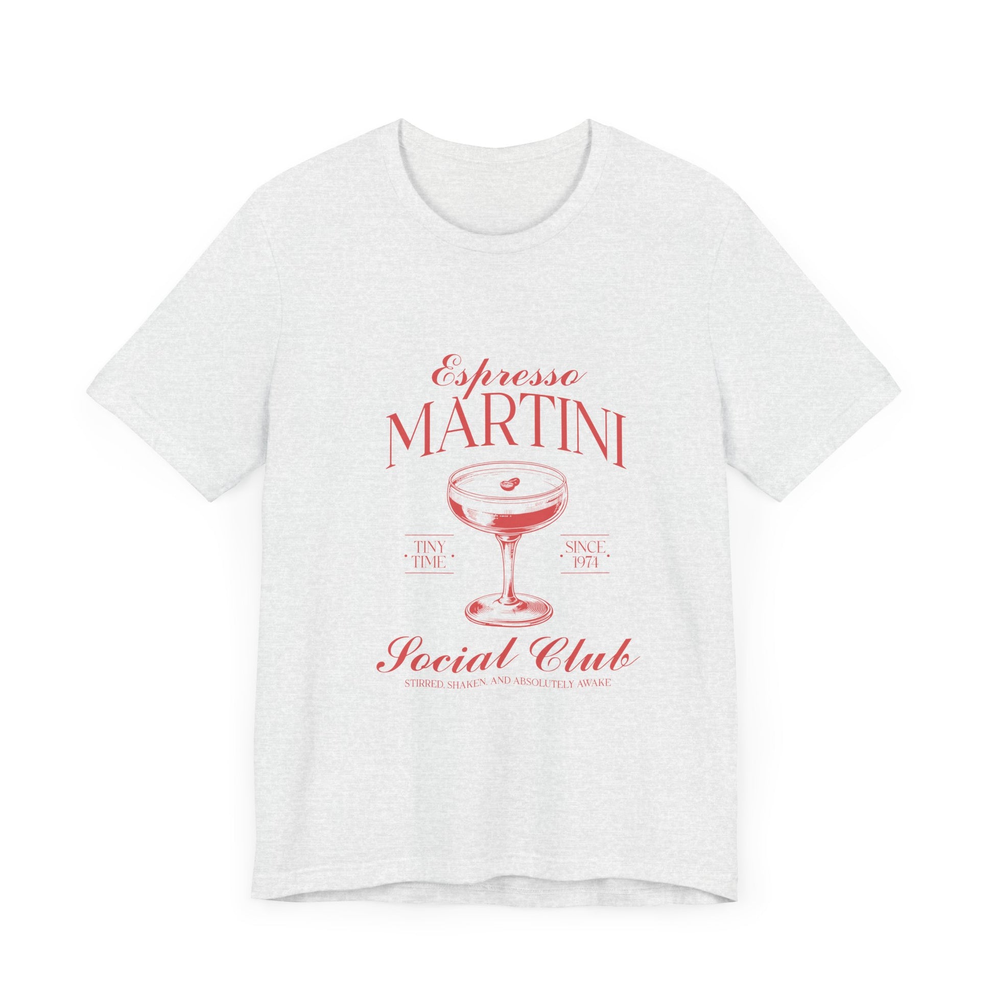 Espresso Martini Social Club Vintage Graphic Tee ☕🍸 Womens Eco Friendly Apparel Ash