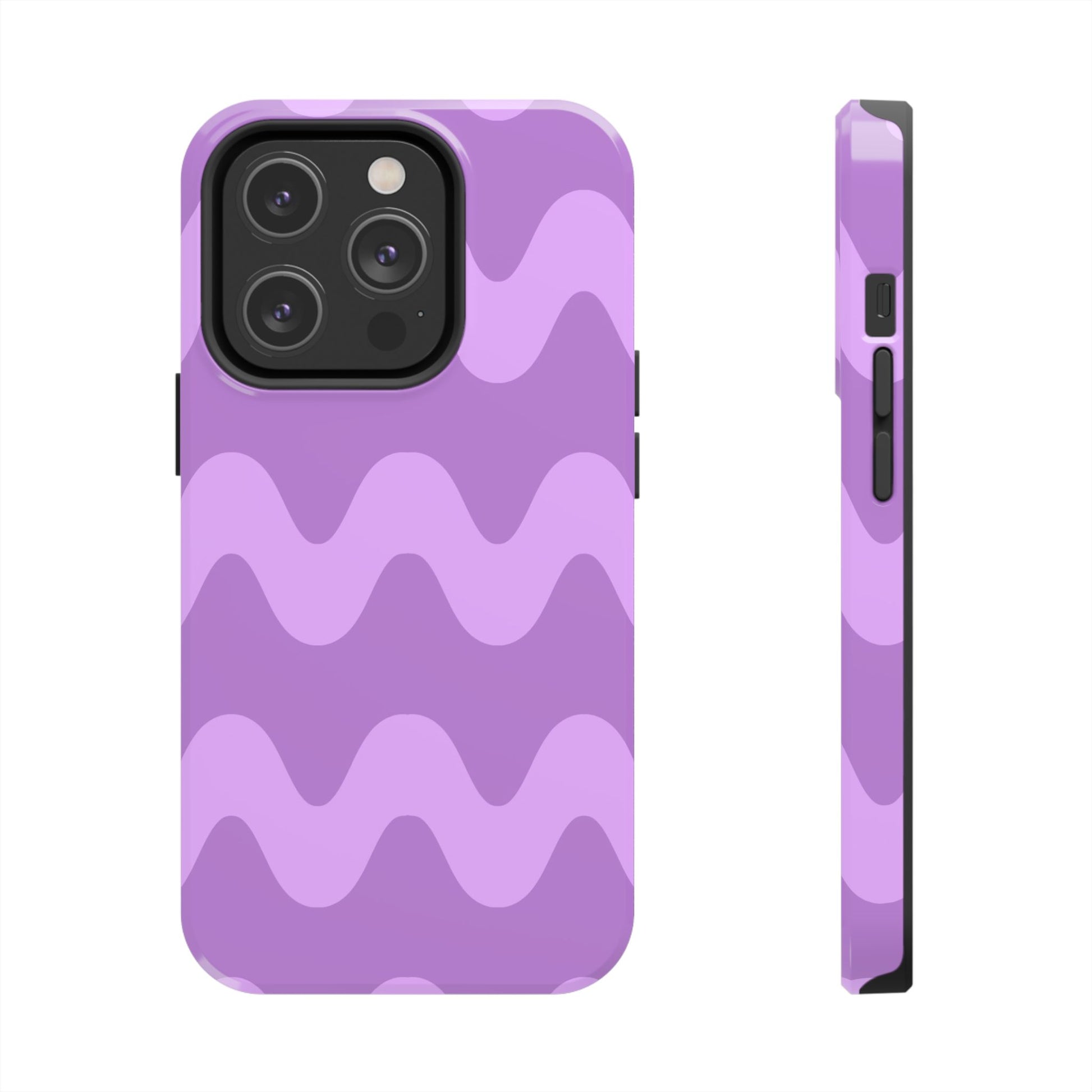 Stylish Purple Wavy Pattern Phone Case - Durable, Trendy, and Protective Cover for All Phone Models | Tough Phone Cases Womens Eco Friendly Apparel iPhone 14 Pro