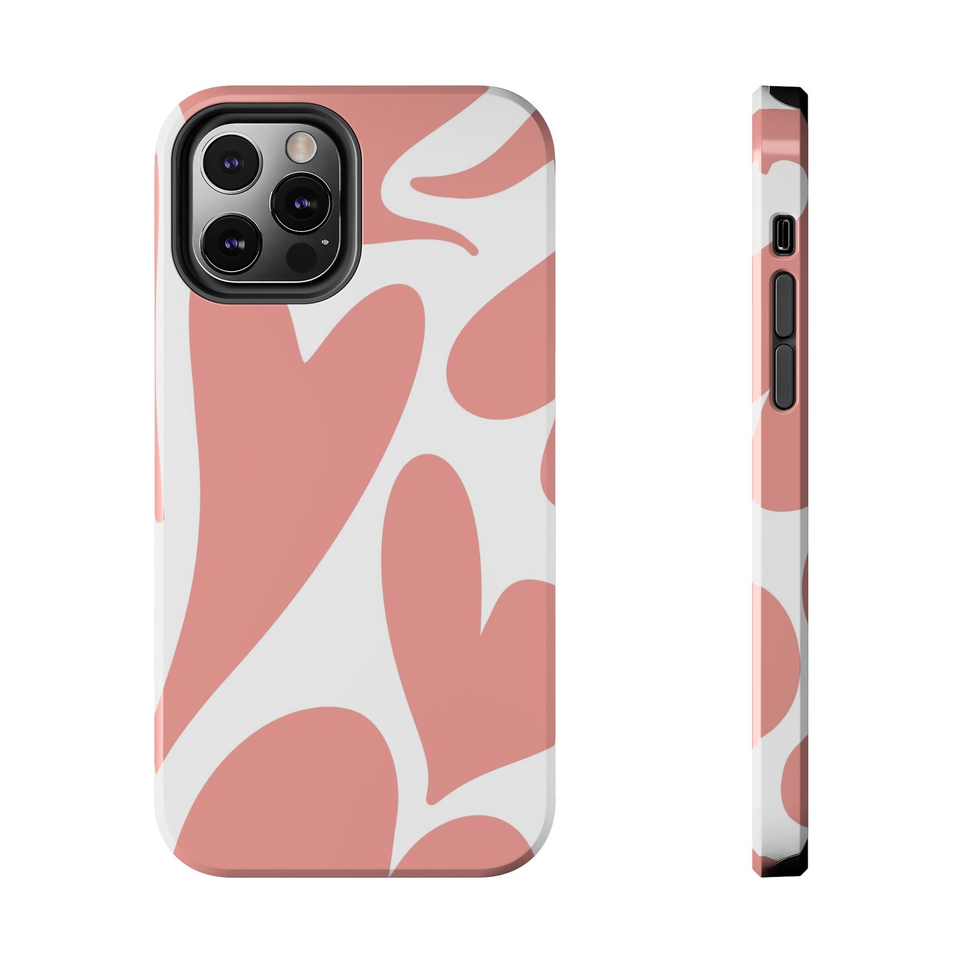 Pink Abstract Heart Pattern Phone Case - Stylish Protective Cover for iPhone and Android Models | Tough Phone Cases Womens Eco Friendly Apparel iPhone 12 Pro