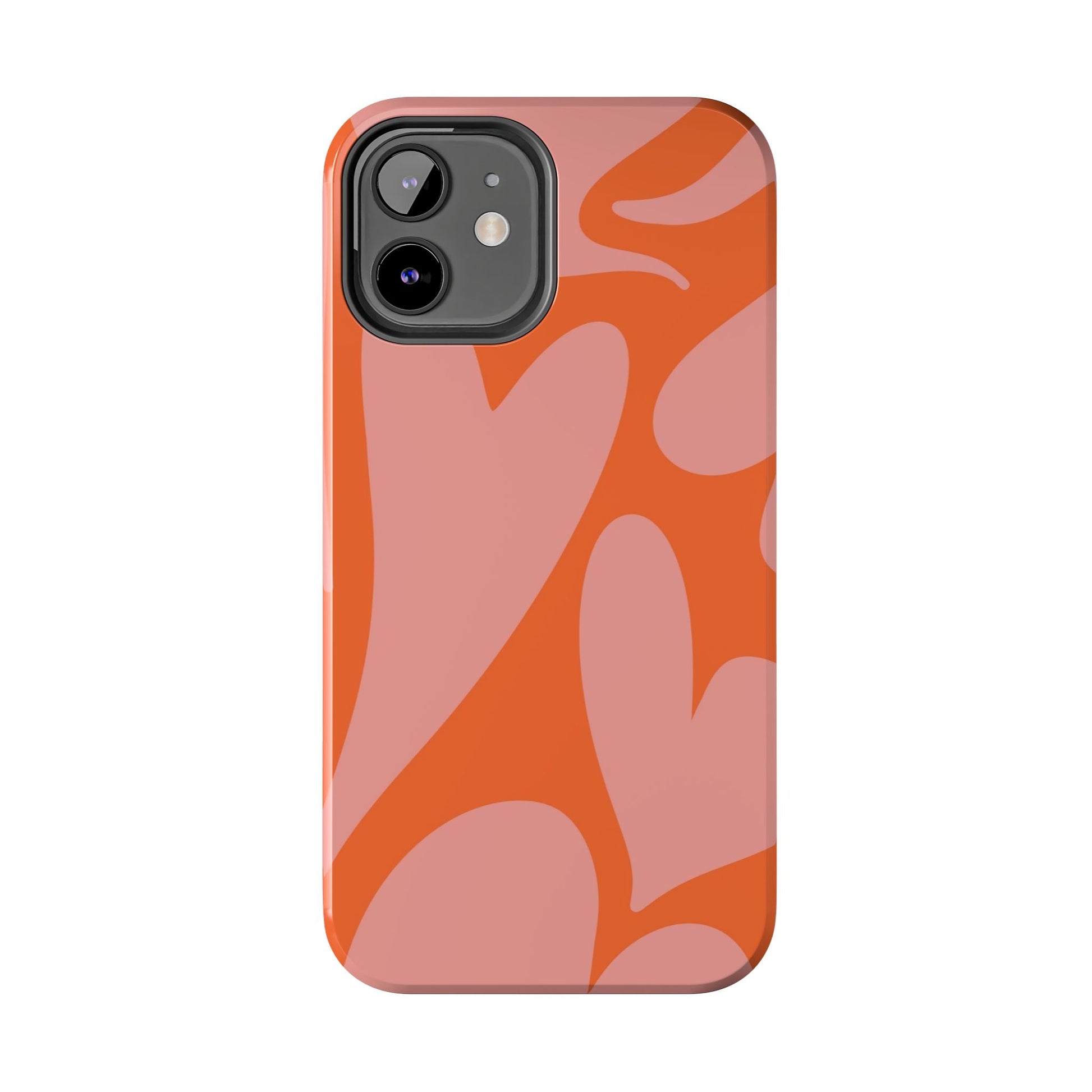 Stylish Abstract Heart Pattern Phone Case - Pink and Orange Design - Durable Protection for Your Device | Tough Phone Cases Womens Eco Friendly Apparel