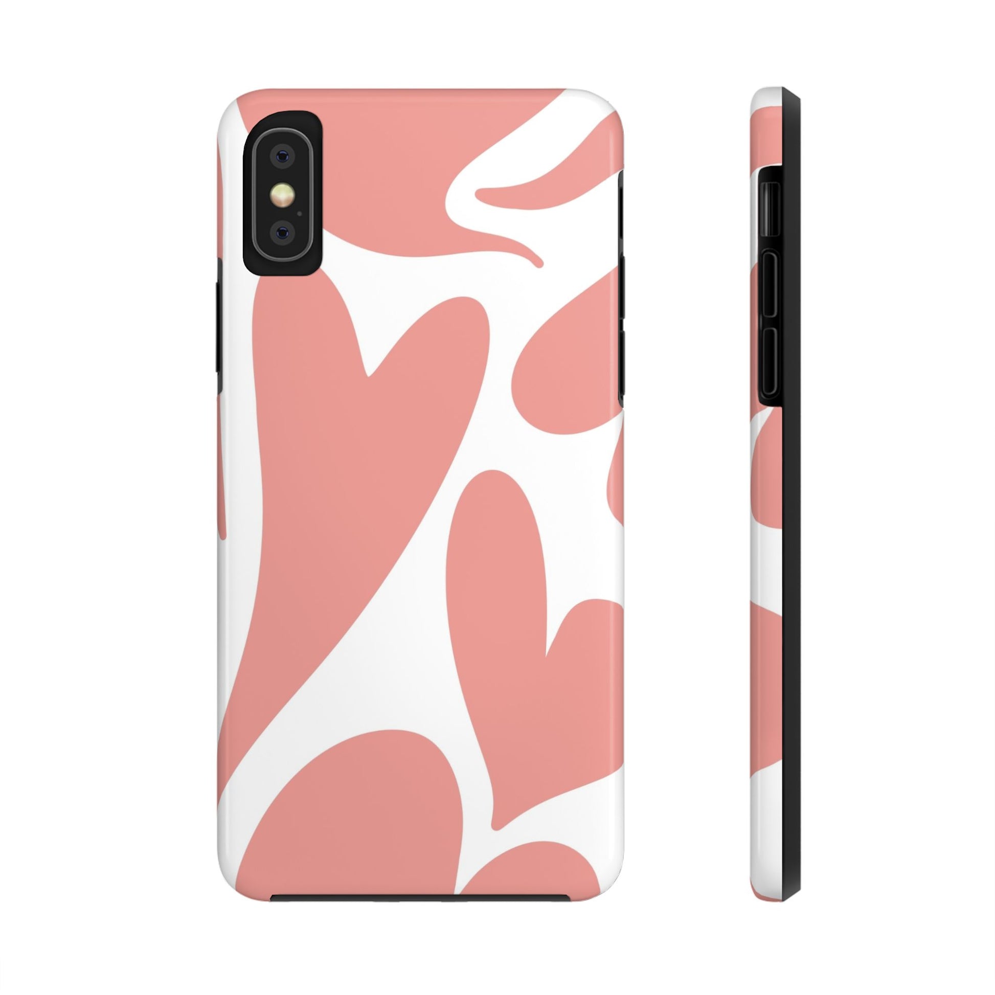 Pink Abstract Heart Pattern Phone Case - Stylish Protective Cover for iPhone and Android Models | Tough Phone Cases Womens Eco Friendly Apparel iPhone X