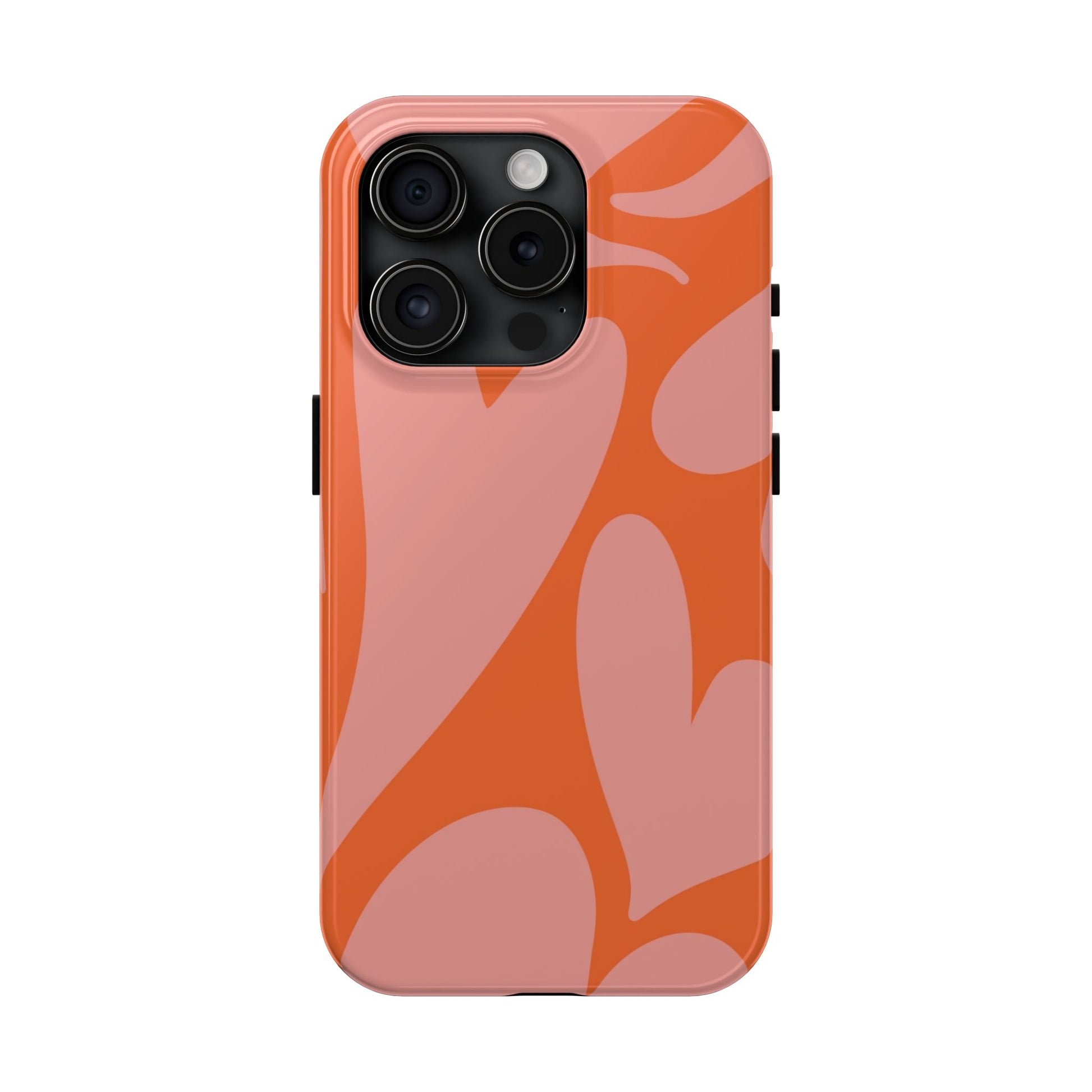 Stylish Abstract Heart Pattern Phone Case - Pink and Orange Design - Durable Protection for Your Device | Tough Phone Cases Womens Eco Friendly Apparel