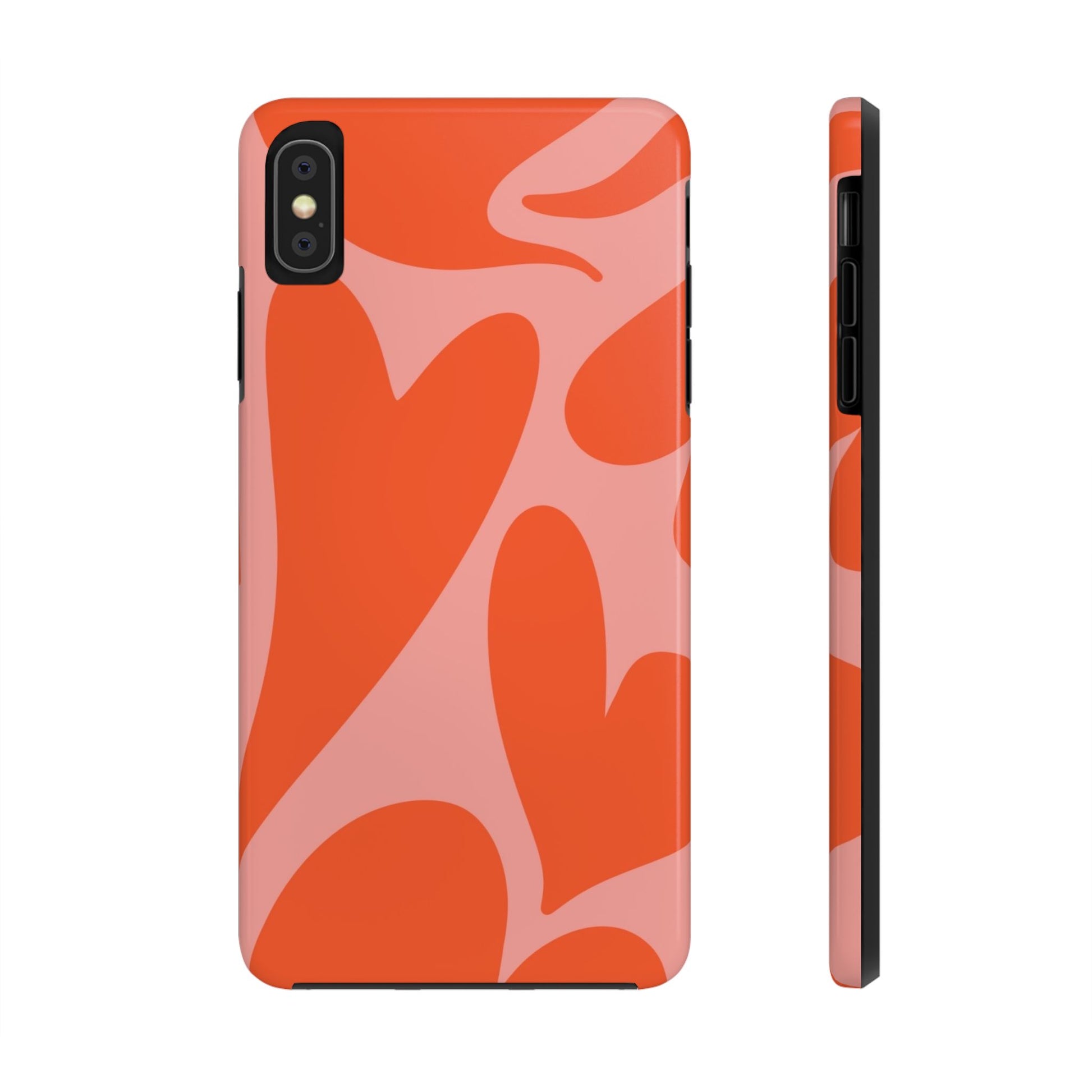Cute Abstract Orange Heart Pattern Phone Case - Stylish and Durable Protection for Your Smartphone | Tough Phone Cases Womens Eco Friendly Apparel iPhone XS MAX