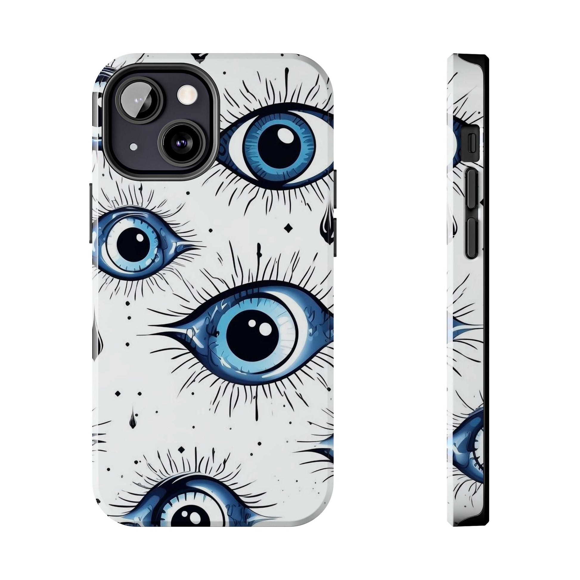 Stylish Eye Pattern Phone Case - Unique Blue Eyes Design Protective Cover for iPhone & Samsung Models | Tough Phone Cases Womens Eco Friendly Apparel iPhone 13 Mini