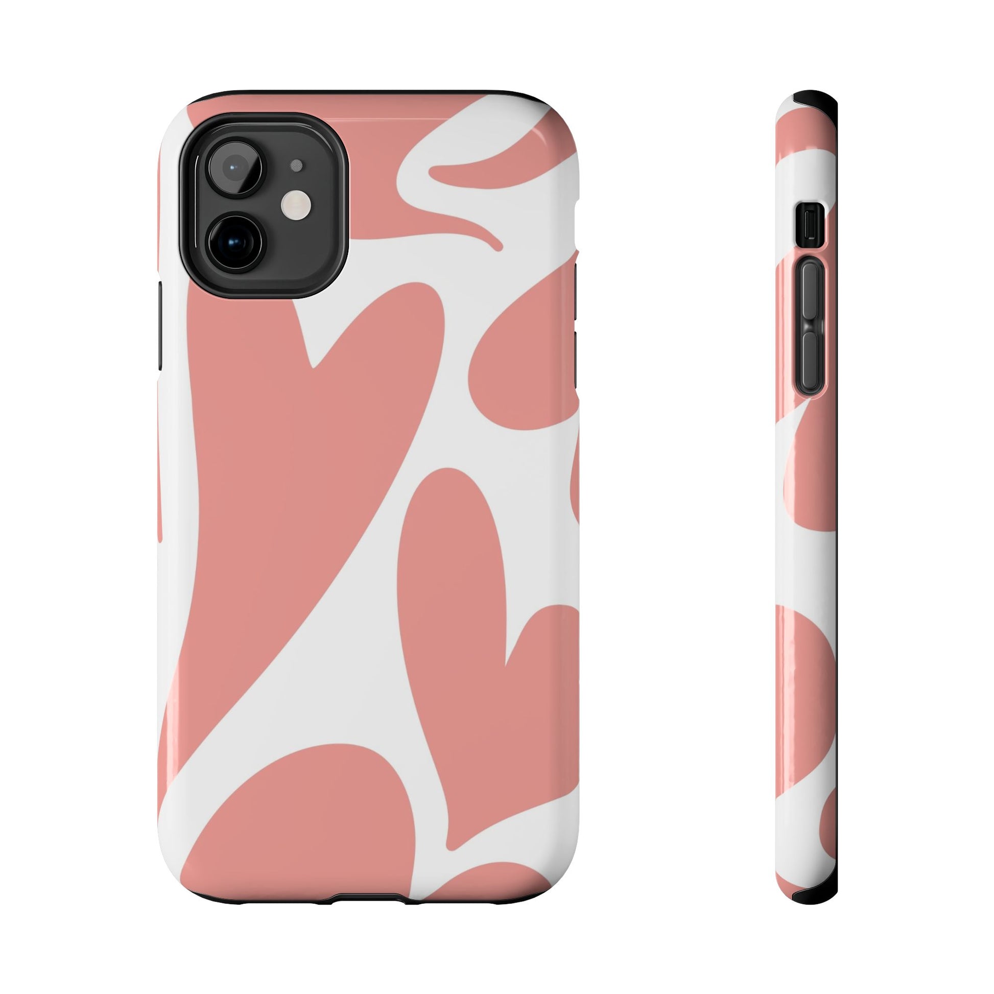 Pink Abstract Heart Pattern Phone Case - Stylish Protective Cover for iPhone and Android Models | Tough Phone Cases Womens Eco Friendly Apparel iPhone 11