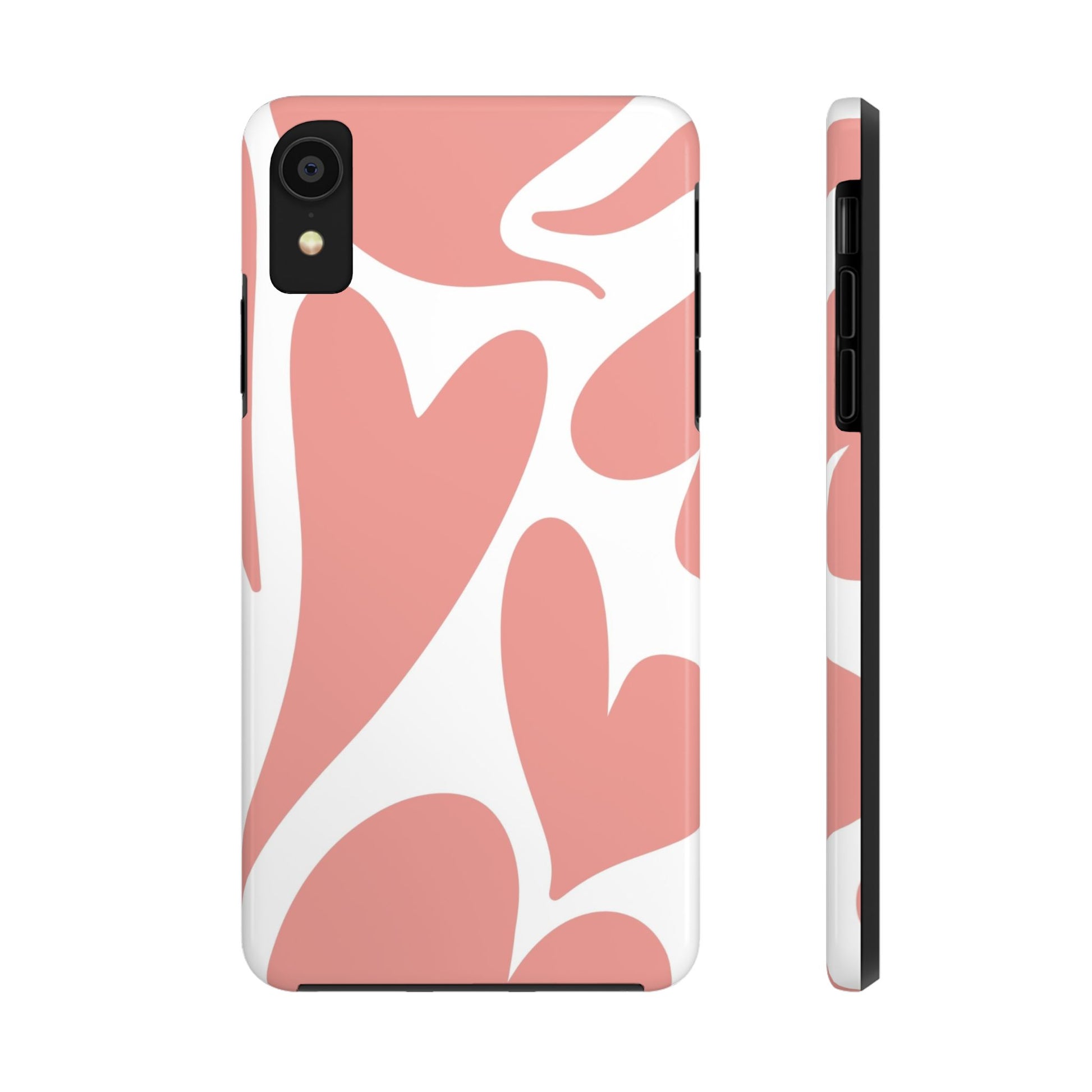 Pink Abstract Heart Pattern Phone Case - Stylish Protective Cover for iPhone and Android Models | Tough Phone Cases Womens Eco Friendly Apparel iPhone XR
