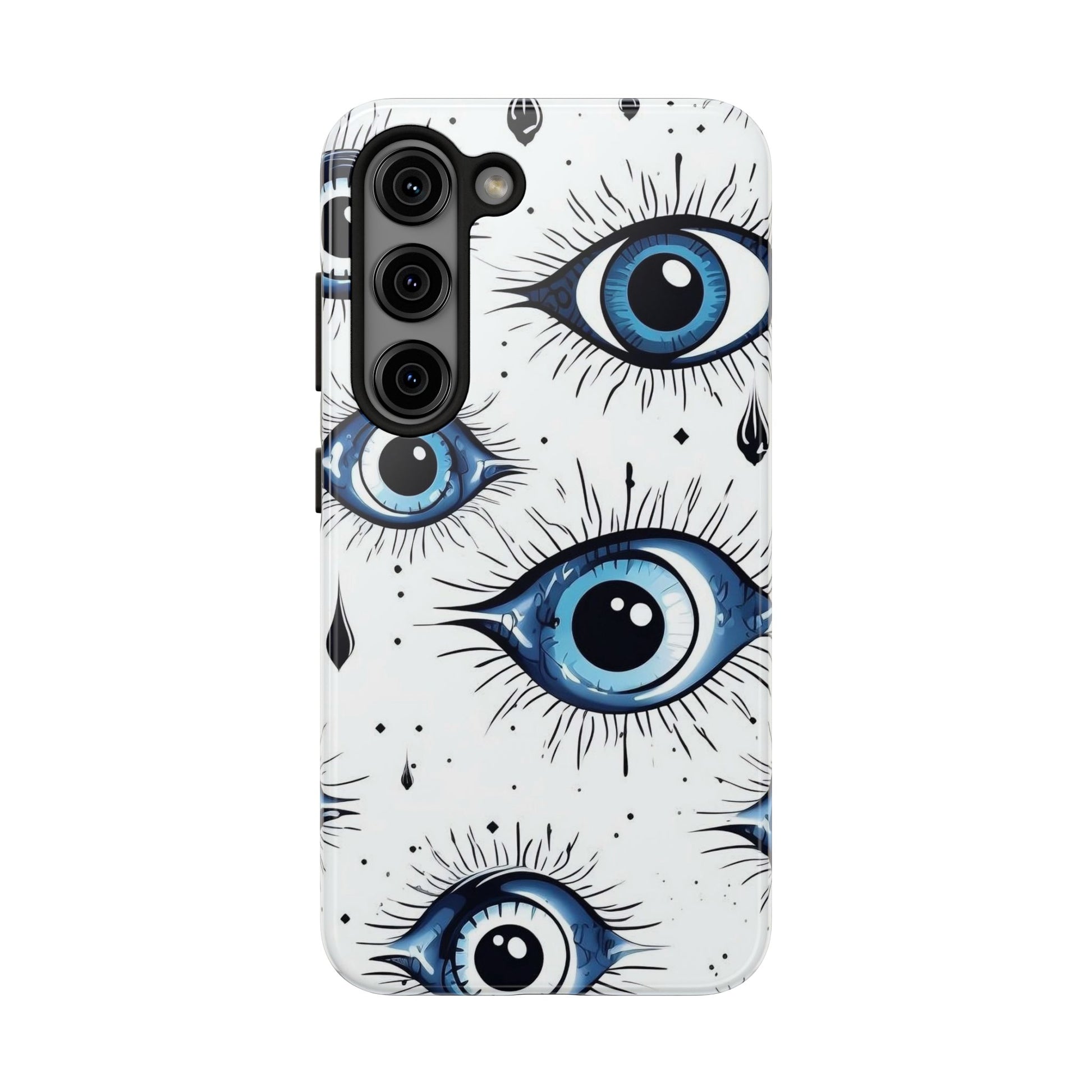 Stylish Eye Pattern Phone Case - Unique Blue Eyes Design Protective Cover for iPhone & Samsung Models | Tough Phone Cases Womens Eco Friendly Apparel