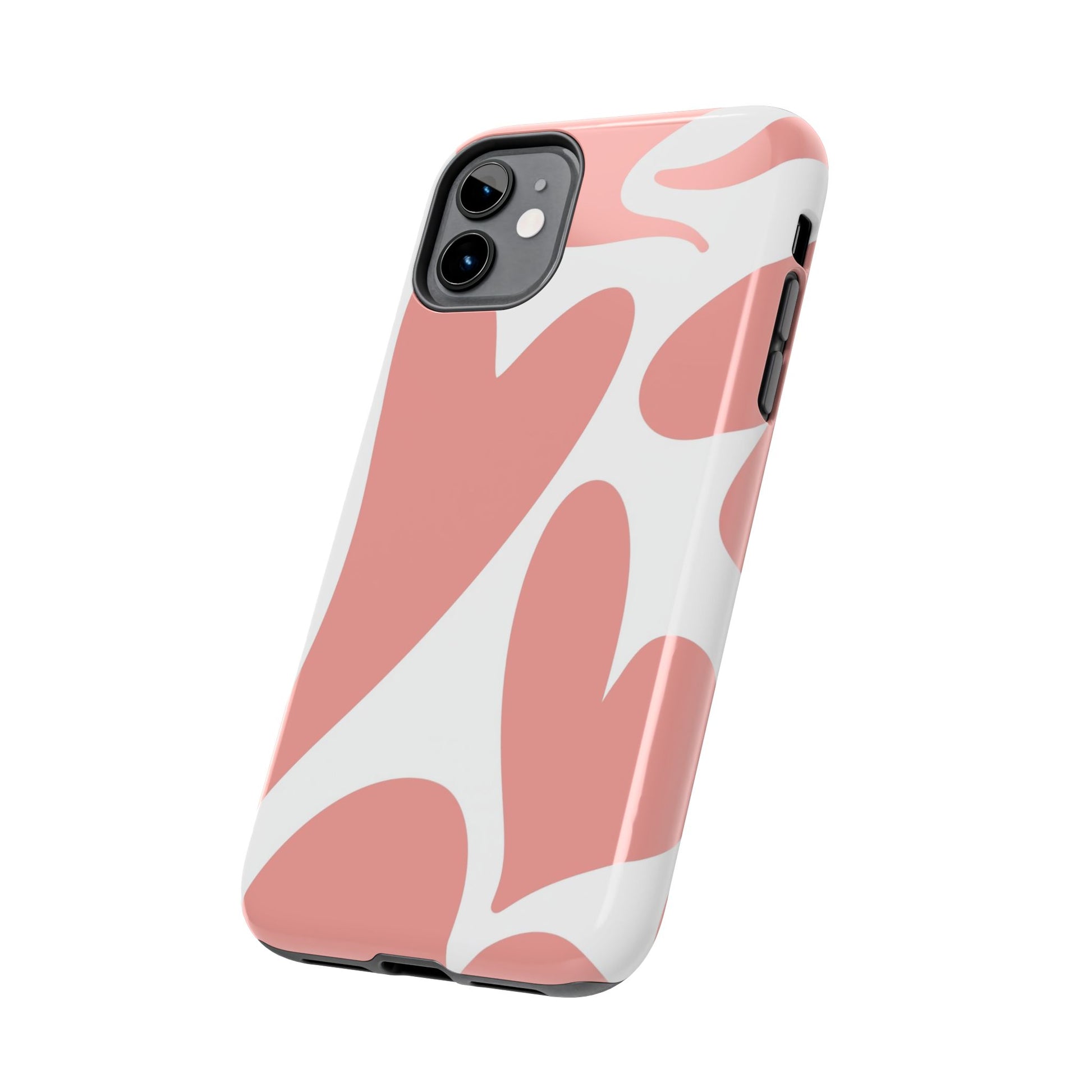 Pink Abstract Heart Pattern Phone Case - Stylish Protective Cover for iPhone and Android Models | Tough Phone Cases Womens Eco Friendly Apparel