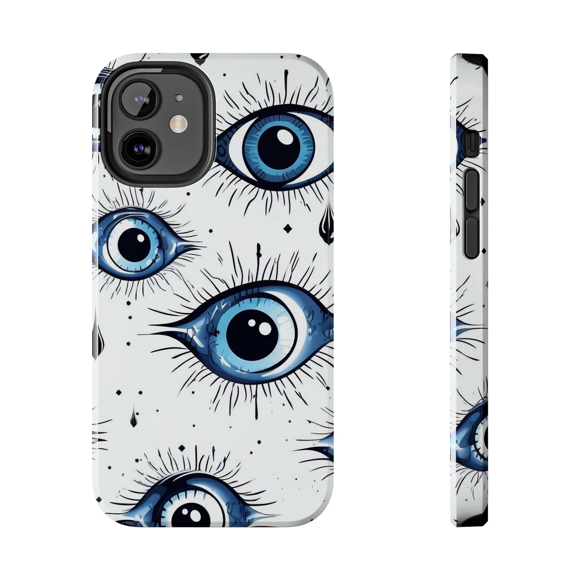 Stylish Eye Pattern Phone Case - Unique Blue Eyes Design Protective Cover for iPhone & Samsung Models | Tough Phone Cases Womens Eco Friendly Apparel iPhone 12 Mini