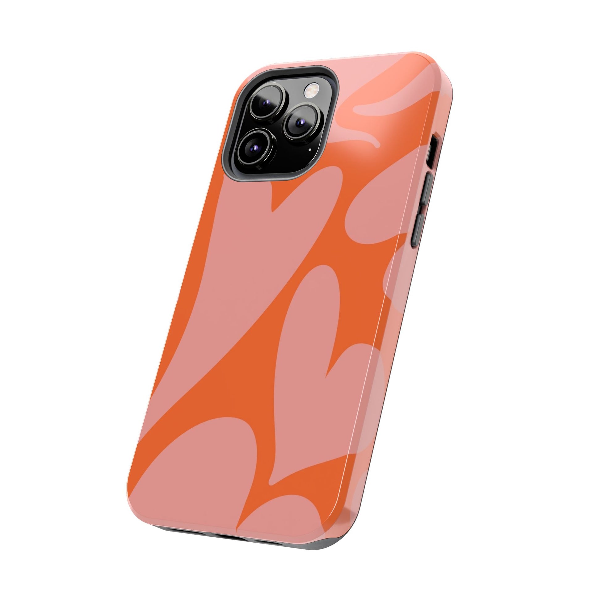 Stylish Abstract Heart Pattern Phone Case - Pink and Orange Design - Durable Protection for Your Device | Tough Phone Cases Womens Eco Friendly Apparel