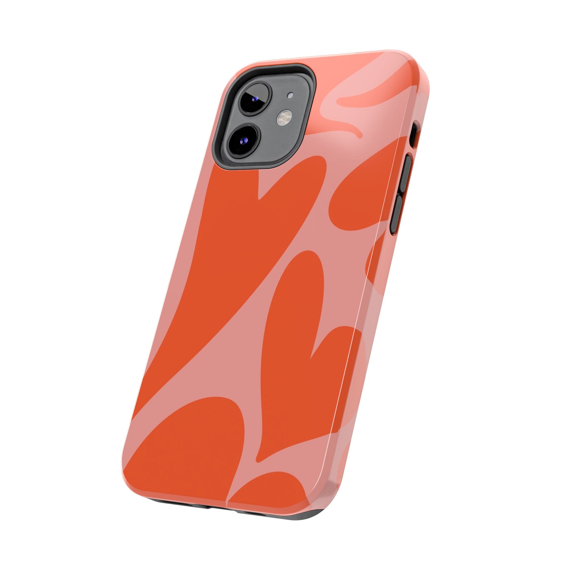 Cute Abstract Orange Heart Pattern Phone Case - Stylish and Durable Protection for Your Smartphone | Tough Phone Cases Womens Eco Friendly Apparel