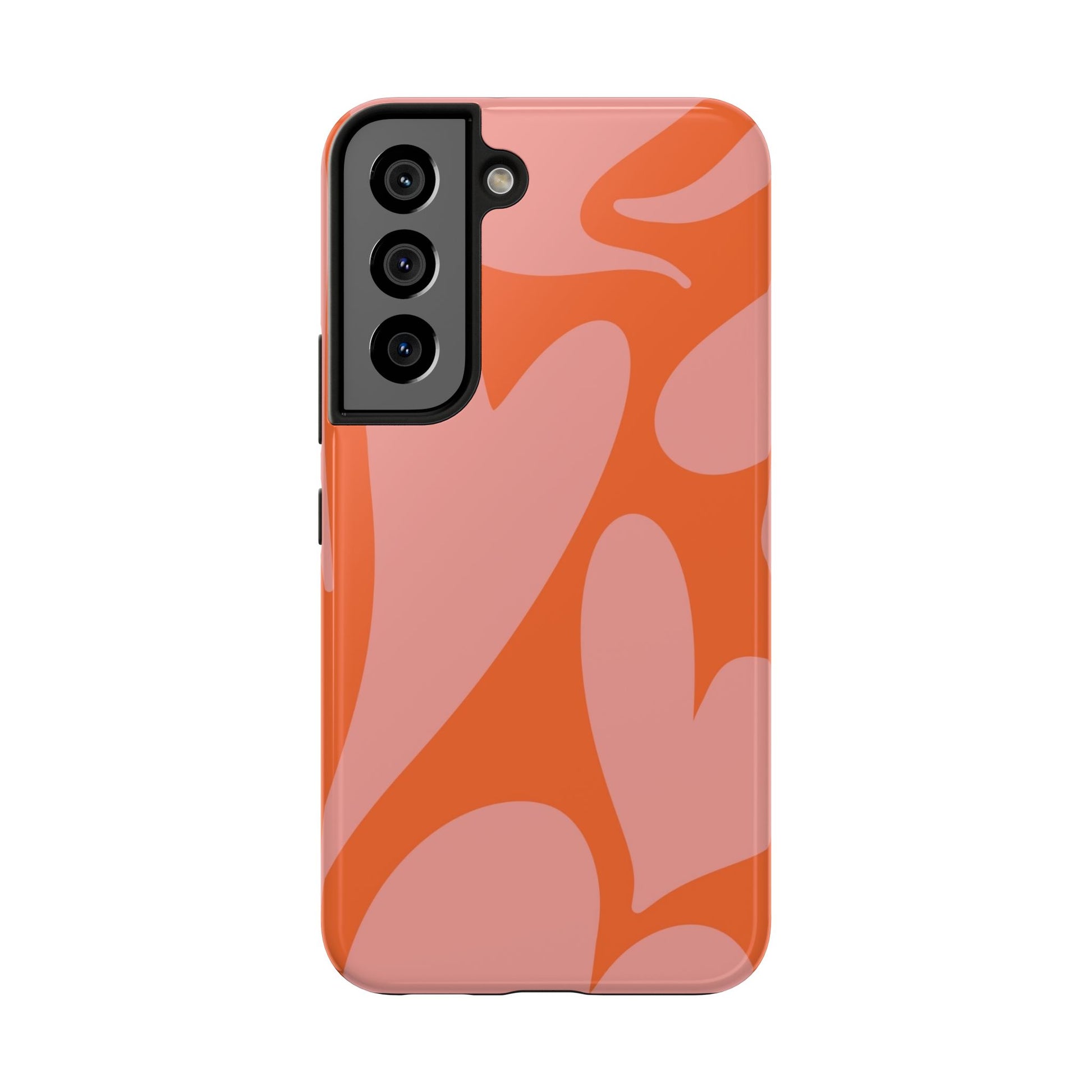 Stylish Abstract Heart Pattern Phone Case - Pink and Orange Design - Durable Protection for Your Device | Tough Phone Cases Womens Eco Friendly Apparel