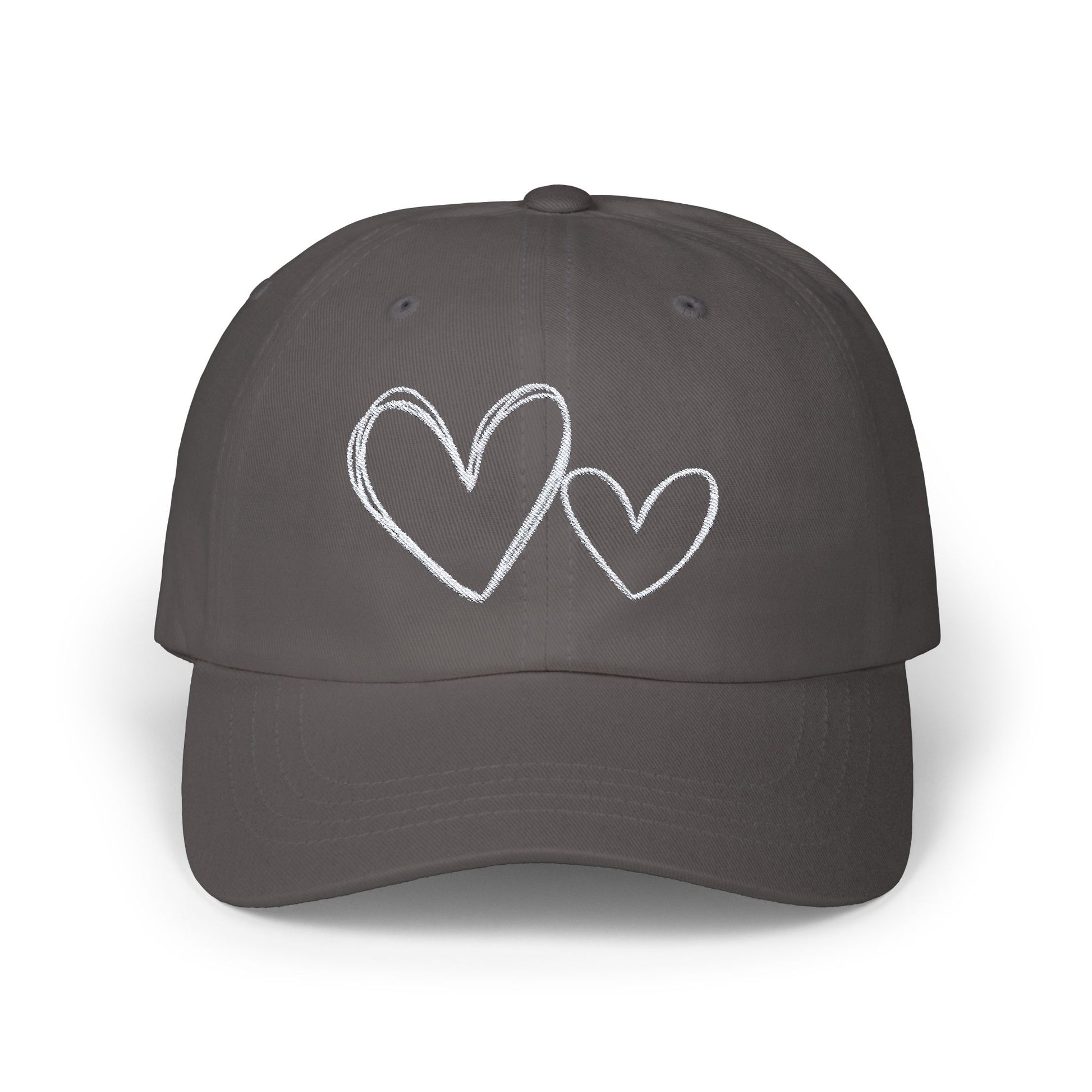 Romantic Heart Embroidered Baseball Hat Womens Eco Friendly Apparel Dark Grey One size