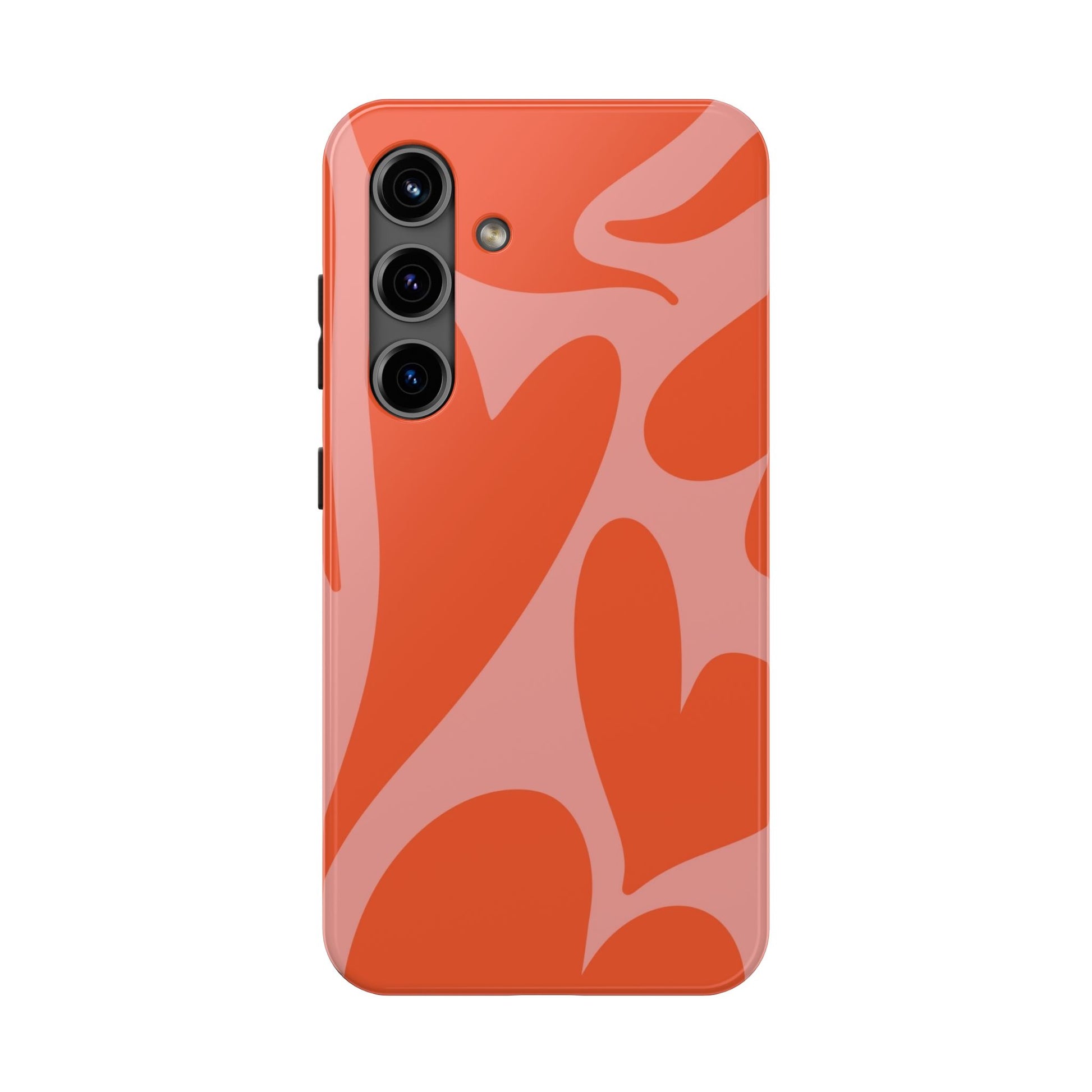 Cute Abstract Orange Heart Pattern Phone Case - Stylish and Durable Protection for Your Smartphone | Tough Phone Cases Womens Eco Friendly Apparel