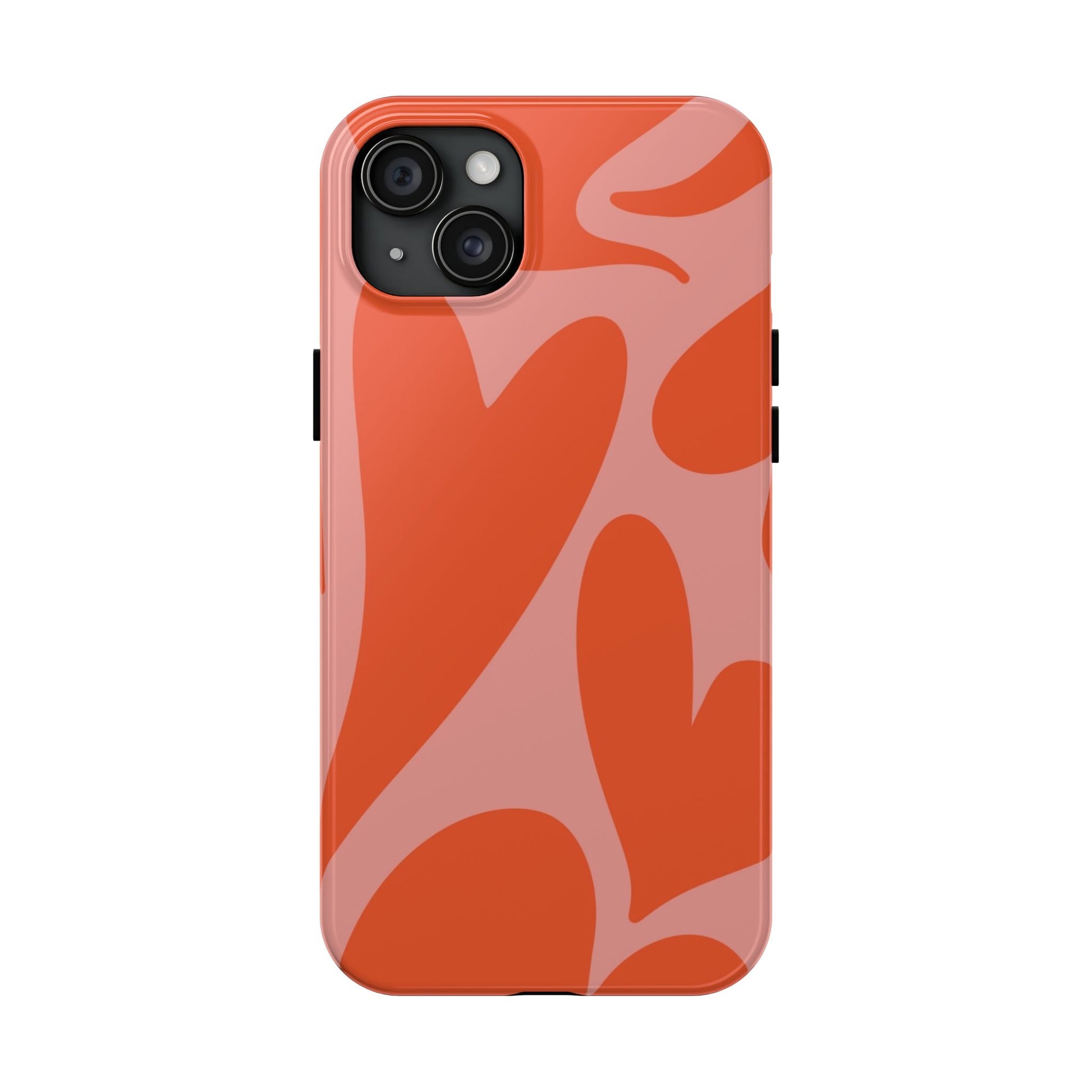 Cute Abstract Orange Heart Pattern Phone Case - Stylish and Durable Protection for Your Smartphone | Tough Phone Cases Womens Eco Friendly Apparel