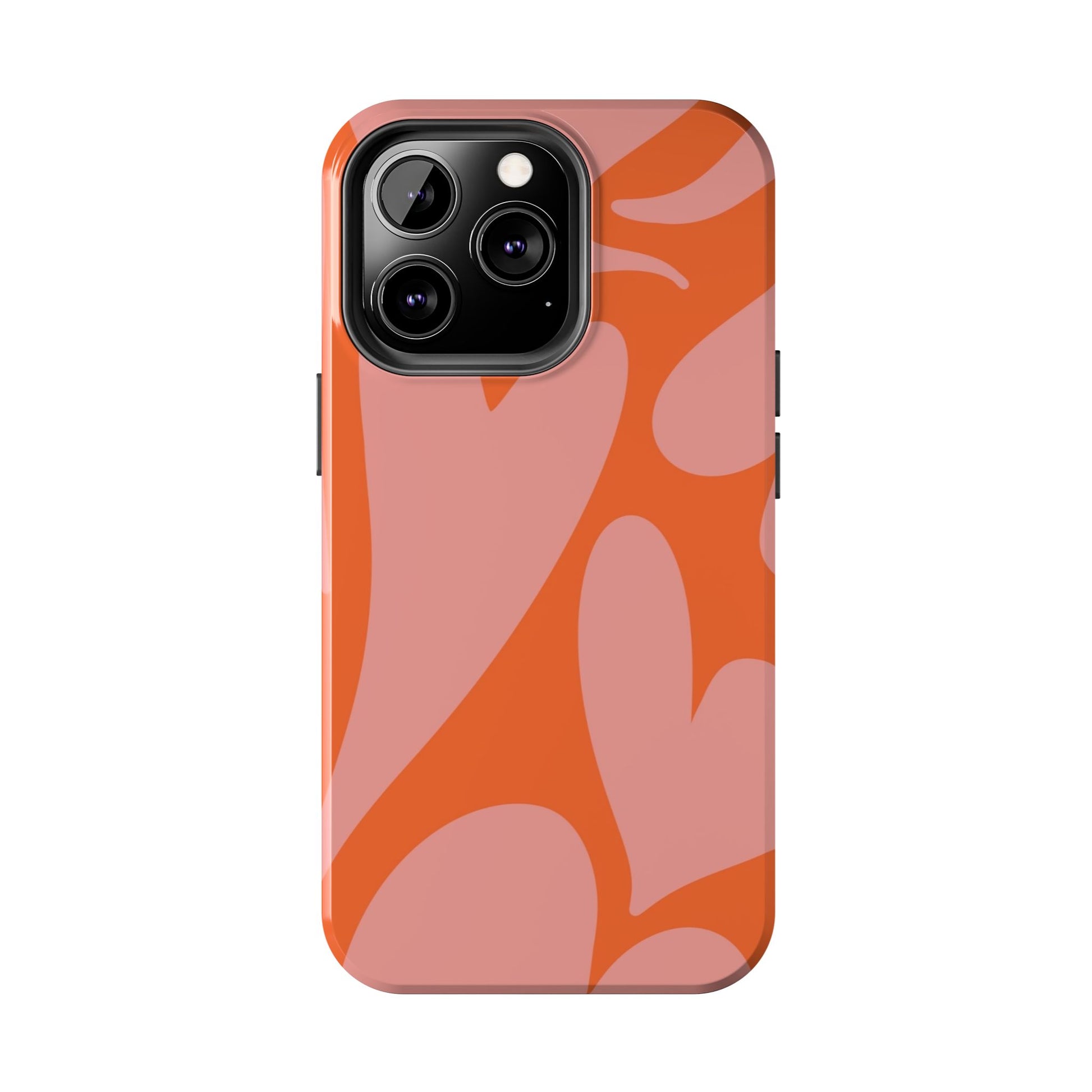 Stylish Abstract Heart Pattern Phone Case - Pink and Orange Design - Durable Protection for Your Device | Tough Phone Cases Womens Eco Friendly Apparel