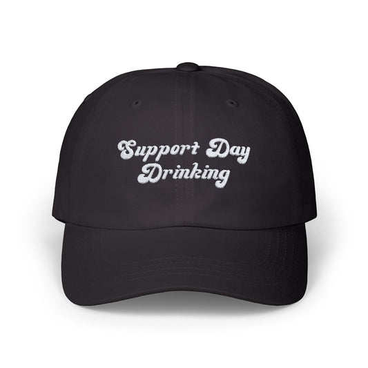 Support Day Drinking Retro Embroidered Baseball Hat Womens Eco Friendly Apparel Black One size