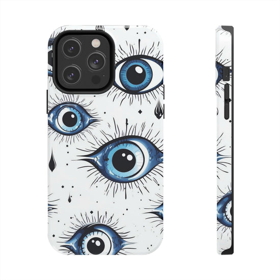 Stylish Eye Pattern Phone Case - Unique Blue Eyes Design Protective Cover for iPhone & Samsung Models | Tough Phone Cases Womens Eco Friendly Apparel iPhone 14 Pro Max