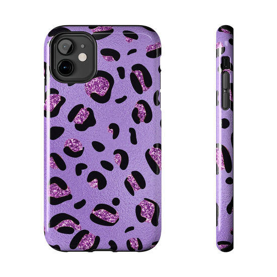 Purple Leopard Glitter Phone Case - Stylish Animal Print Design for iPhone and Android - Durable Protection | Tough Phone Cases Womens Eco Friendly Apparel iPhone 11