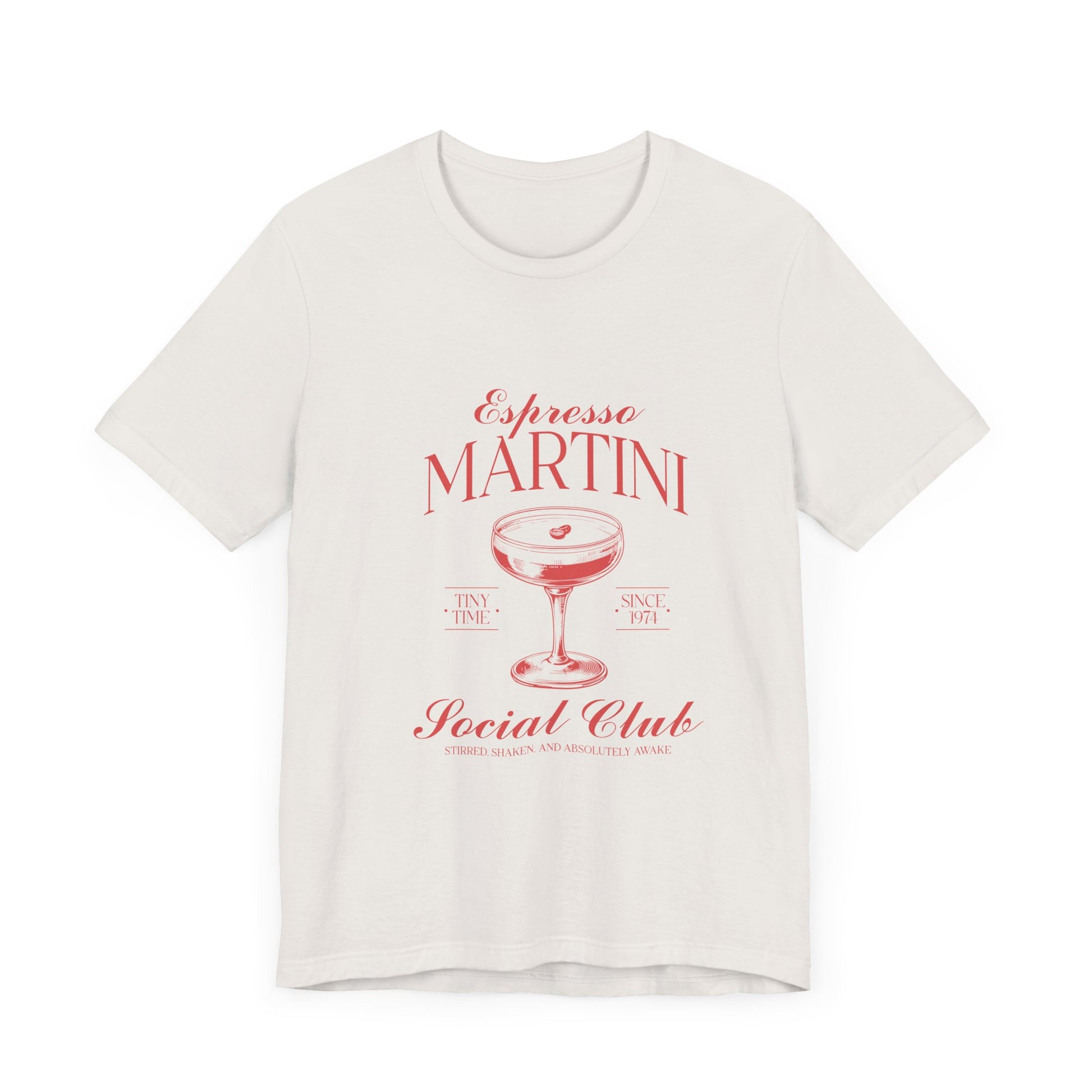 Espresso Martini Social Club Vintage Graphic Tee ☕🍸 Womens Eco Friendly Apparel Vintage White