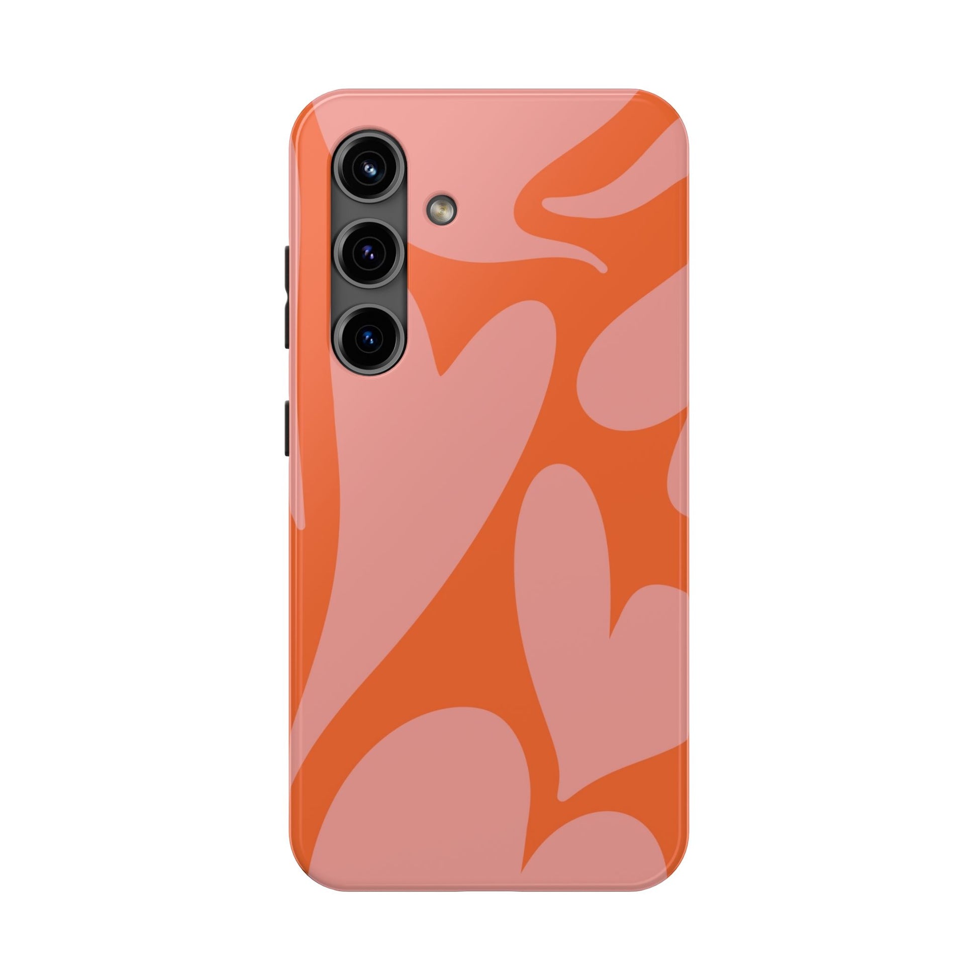 Stylish Abstract Heart Pattern Phone Case - Pink and Orange Design - Durable Protection for Your Device | Tough Phone Cases Womens Eco Friendly Apparel