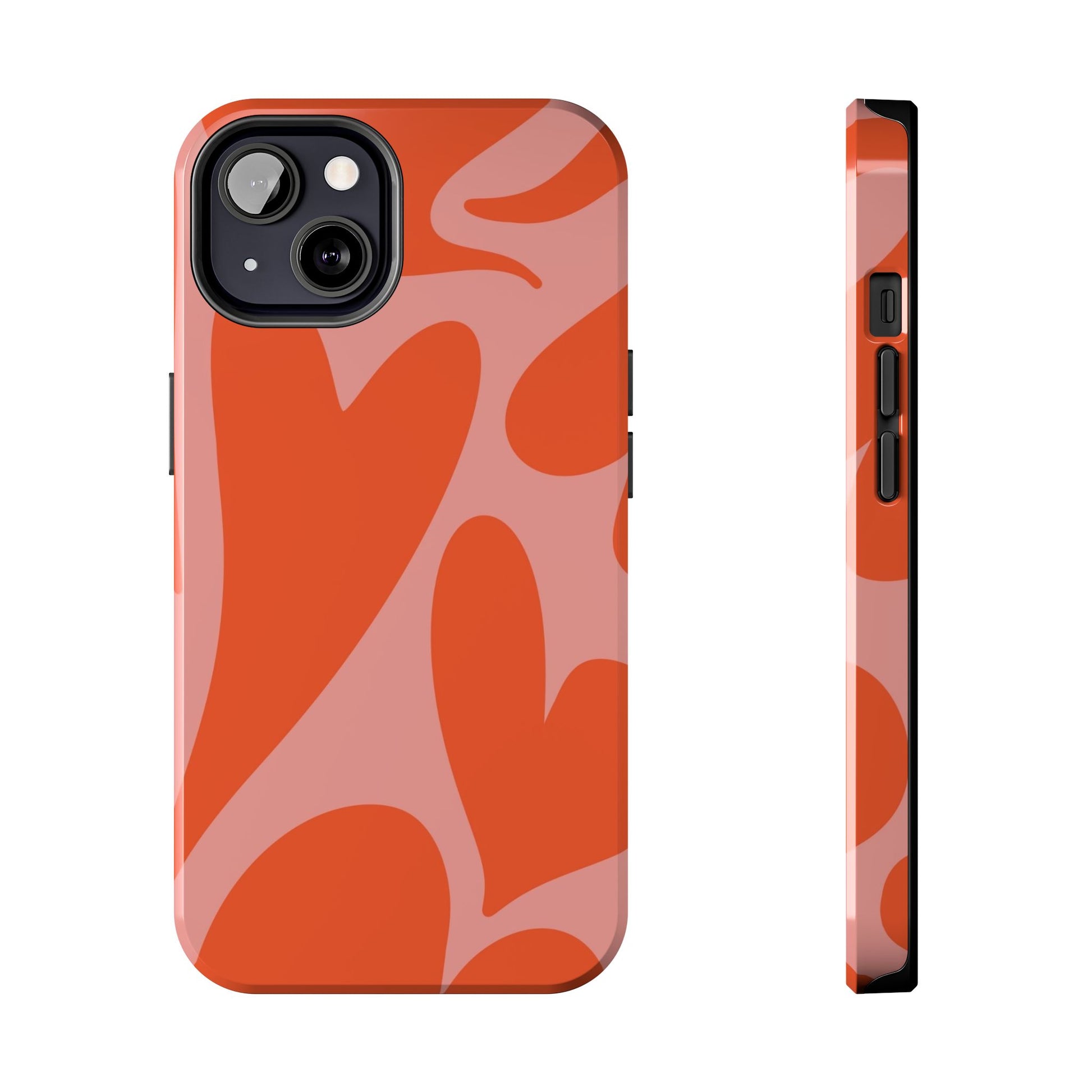 Cute Abstract Orange Heart Pattern Phone Case - Stylish and Durable Protection for Your Smartphone | Tough Phone Cases Womens Eco Friendly Apparel iPhone 13