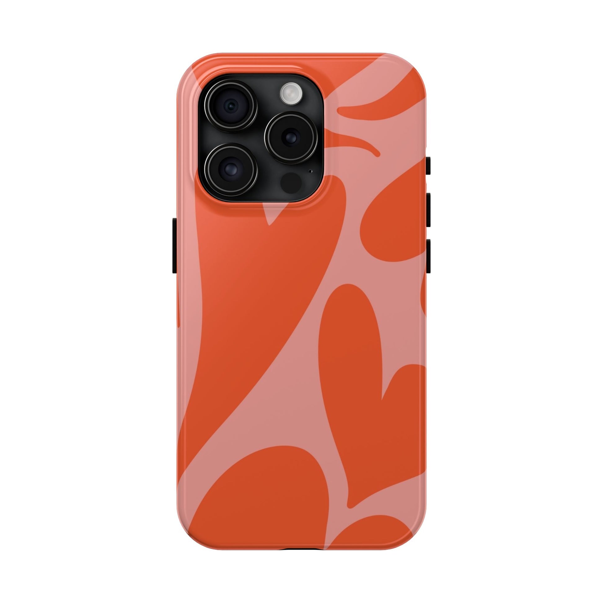 Cute Abstract Orange Heart Pattern Phone Case - Stylish and Durable Protection for Your Smartphone | Tough Phone Cases Womens Eco Friendly Apparel