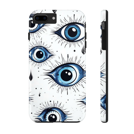 Stylish Eye Pattern Phone Case - Unique Blue Eyes Design Protective Cover for iPhone & Samsung Models | Tough Phone Cases Womens Eco Friendly Apparel iPhone 7 Plus, iPhone 8 Plus