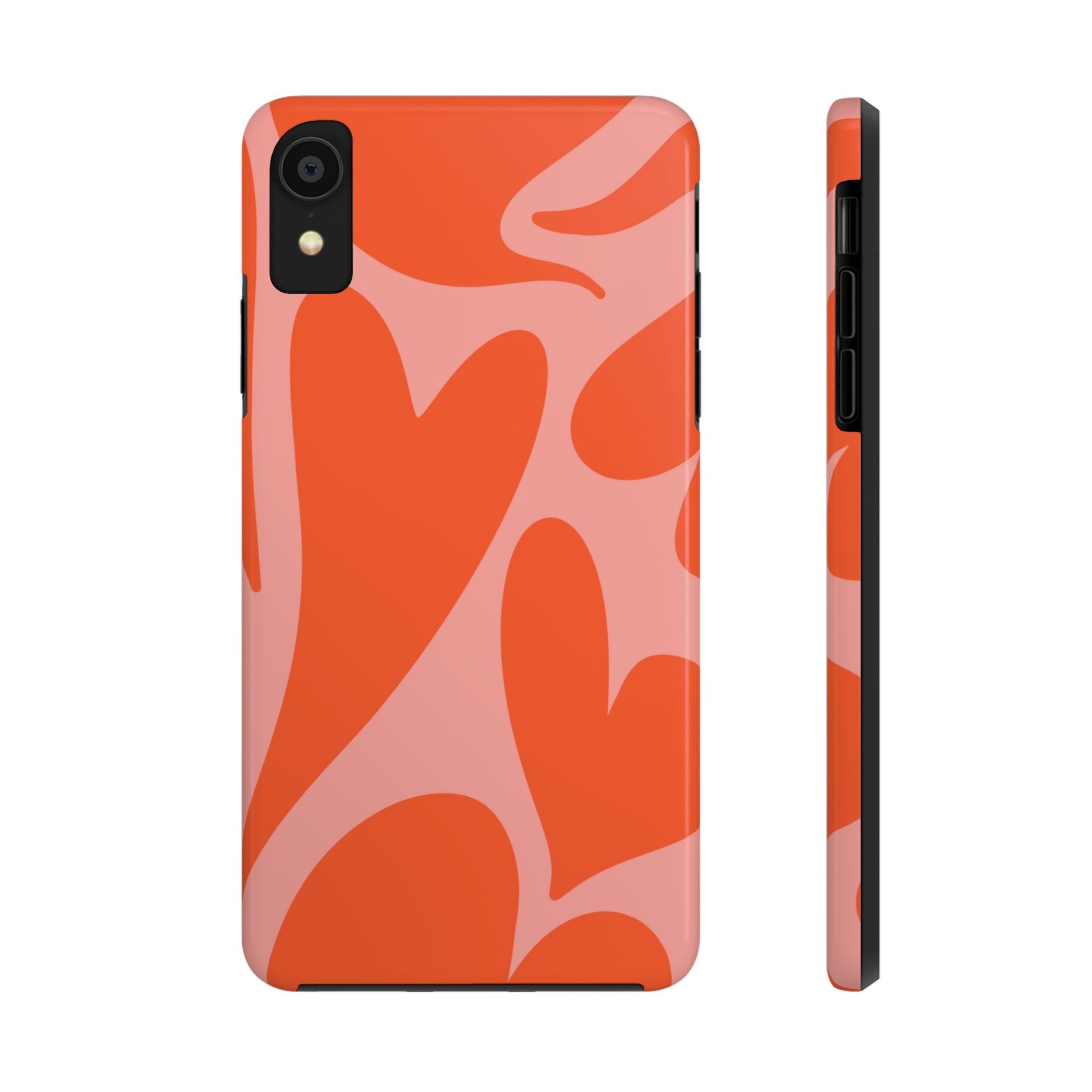 Cute Abstract Orange Heart Pattern Phone Case - Stylish and Durable Protection for Your Smartphone | Tough Phone Cases Womens Eco Friendly Apparel iPhone XR