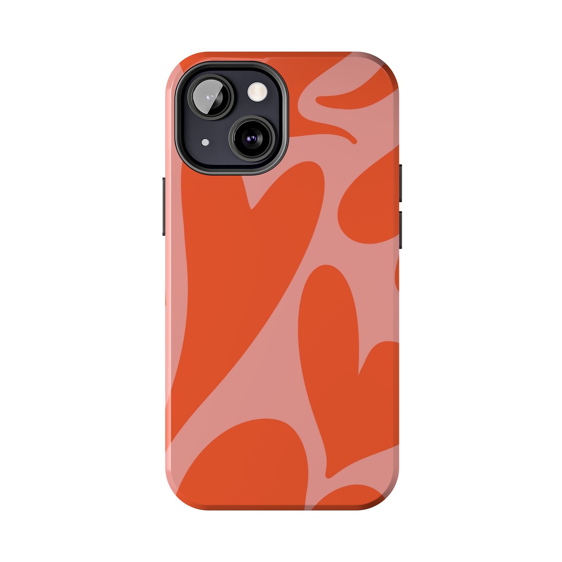 Cute Abstract Orange Heart Pattern Phone Case - Stylish and Durable Protection for Your Smartphone | Tough Phone Cases Womens Eco Friendly Apparel