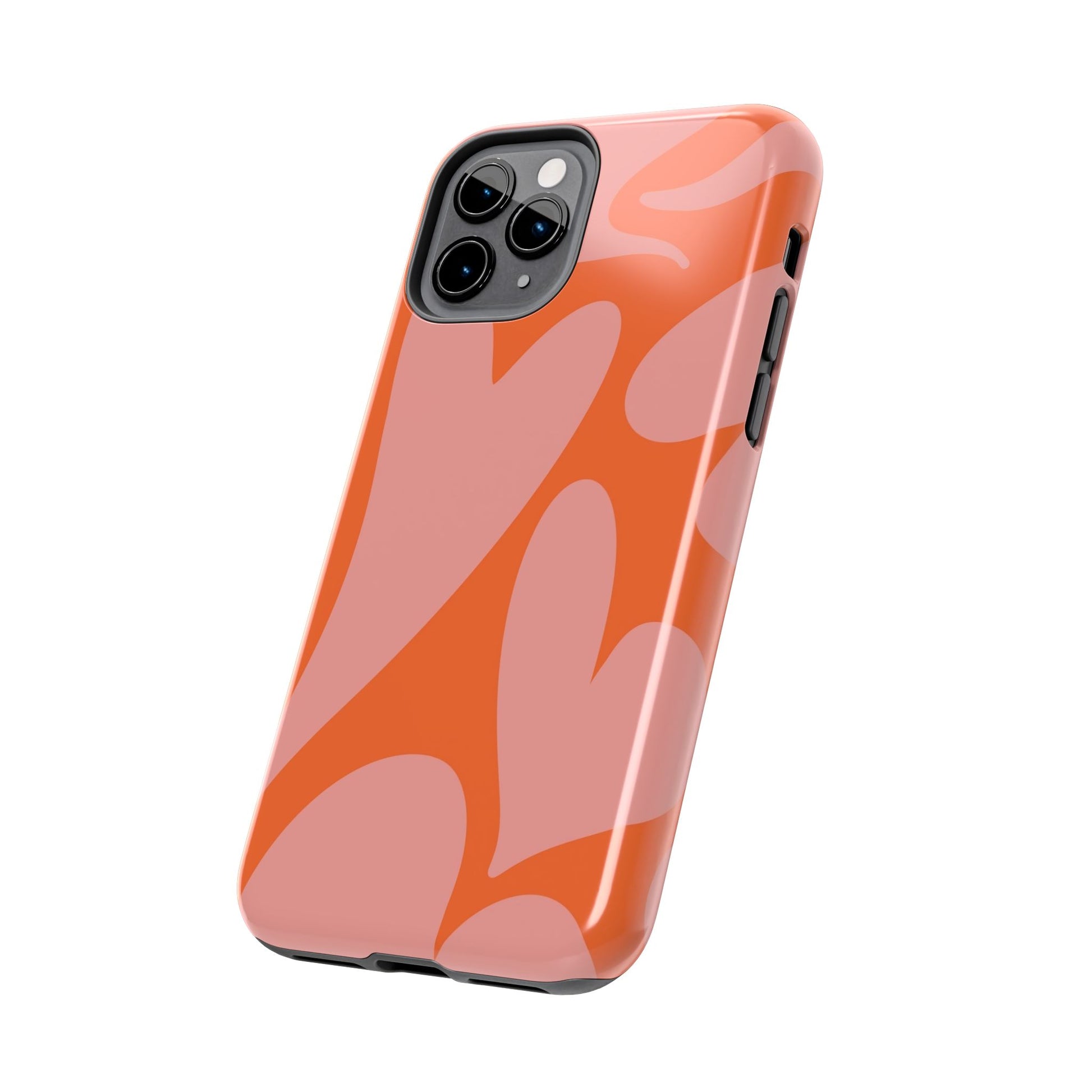 Stylish Abstract Heart Pattern Phone Case - Pink and Orange Design - Durable Protection for Your Device | Tough Phone Cases Womens Eco Friendly Apparel