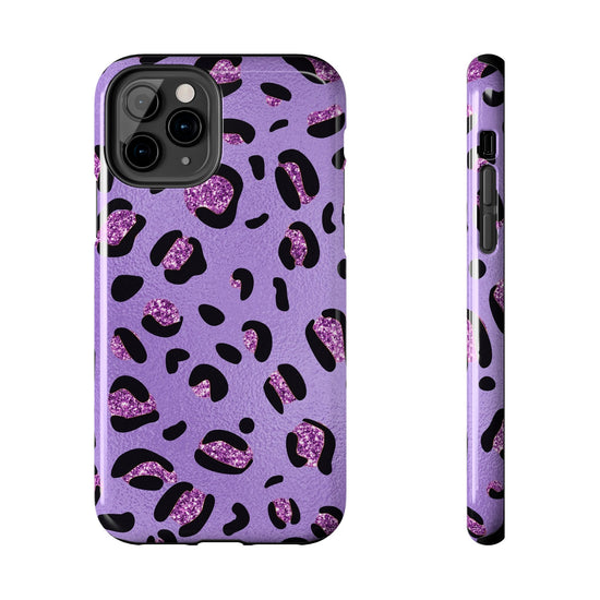 Purple Leopard Glitter Phone Case - Stylish Animal Print Design for iPhone and Android - Durable Protection | Tough Phone Cases Womens Eco Friendly Apparel iPhone 11 Pro