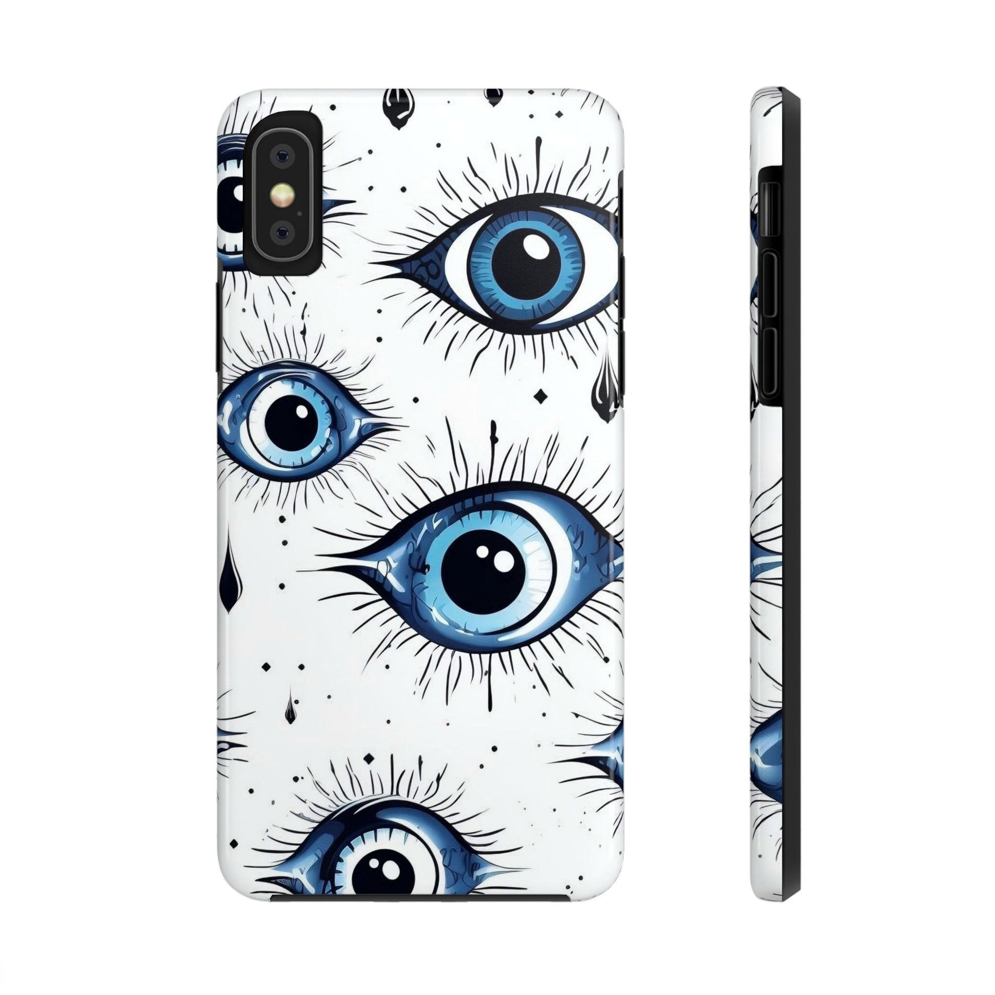 Stylish Eye Pattern Phone Case - Unique Blue Eyes Design Protective Cover for iPhone & Samsung Models | Tough Phone Cases Womens Eco Friendly Apparel iPhone X