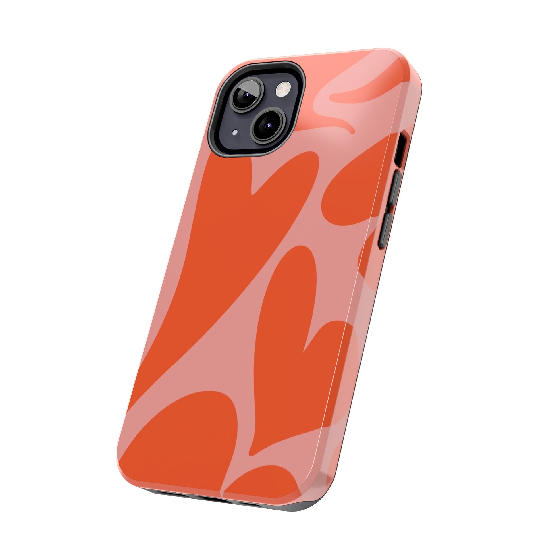 Cute Abstract Orange Heart Pattern Phone Case - Stylish and Durable Protection for Your Smartphone | Tough Phone Cases Womens Eco Friendly Apparel