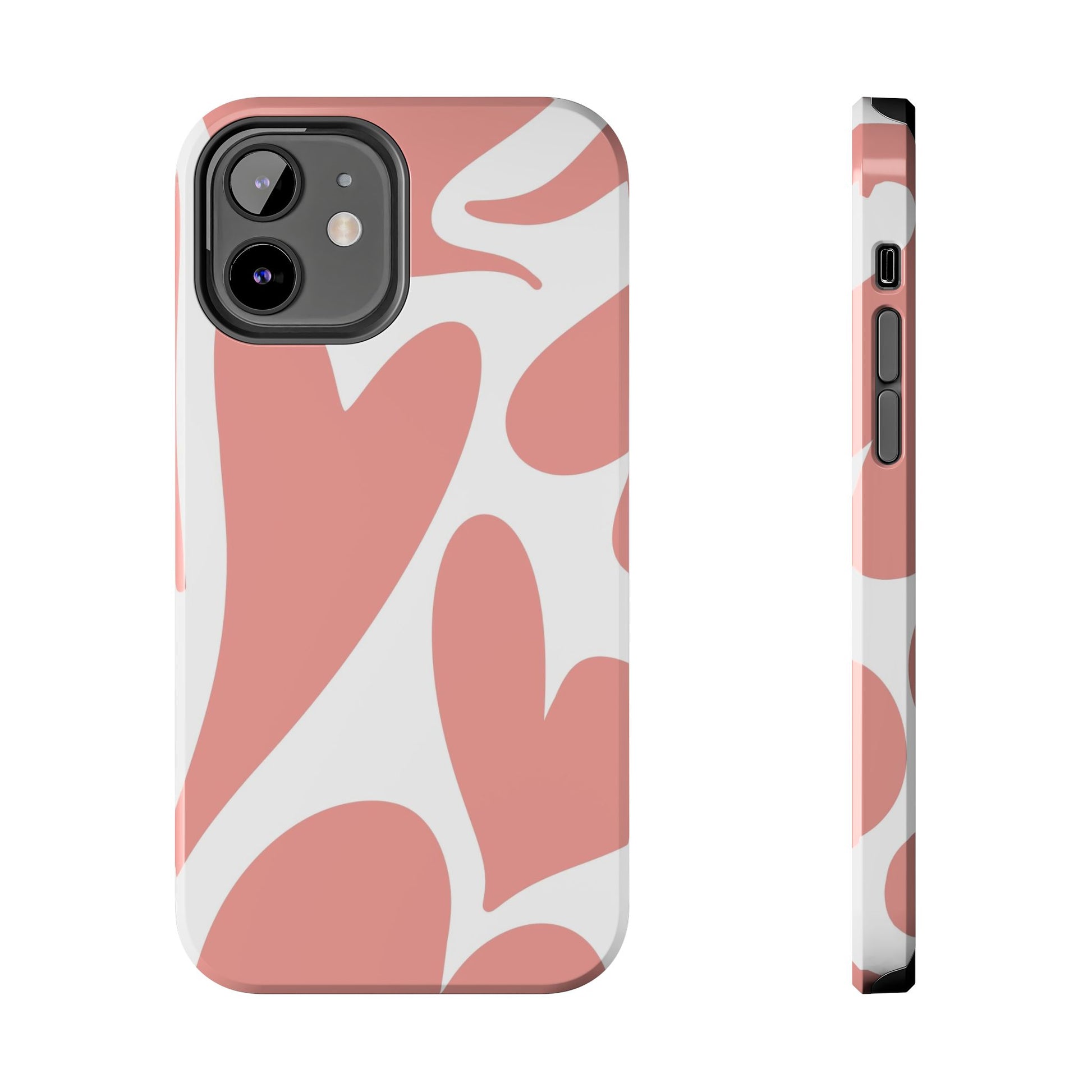 Pink Abstract Heart Pattern Phone Case - Stylish Protective Cover for iPhone and Android Models | Tough Phone Cases Womens Eco Friendly Apparel iPhone 12