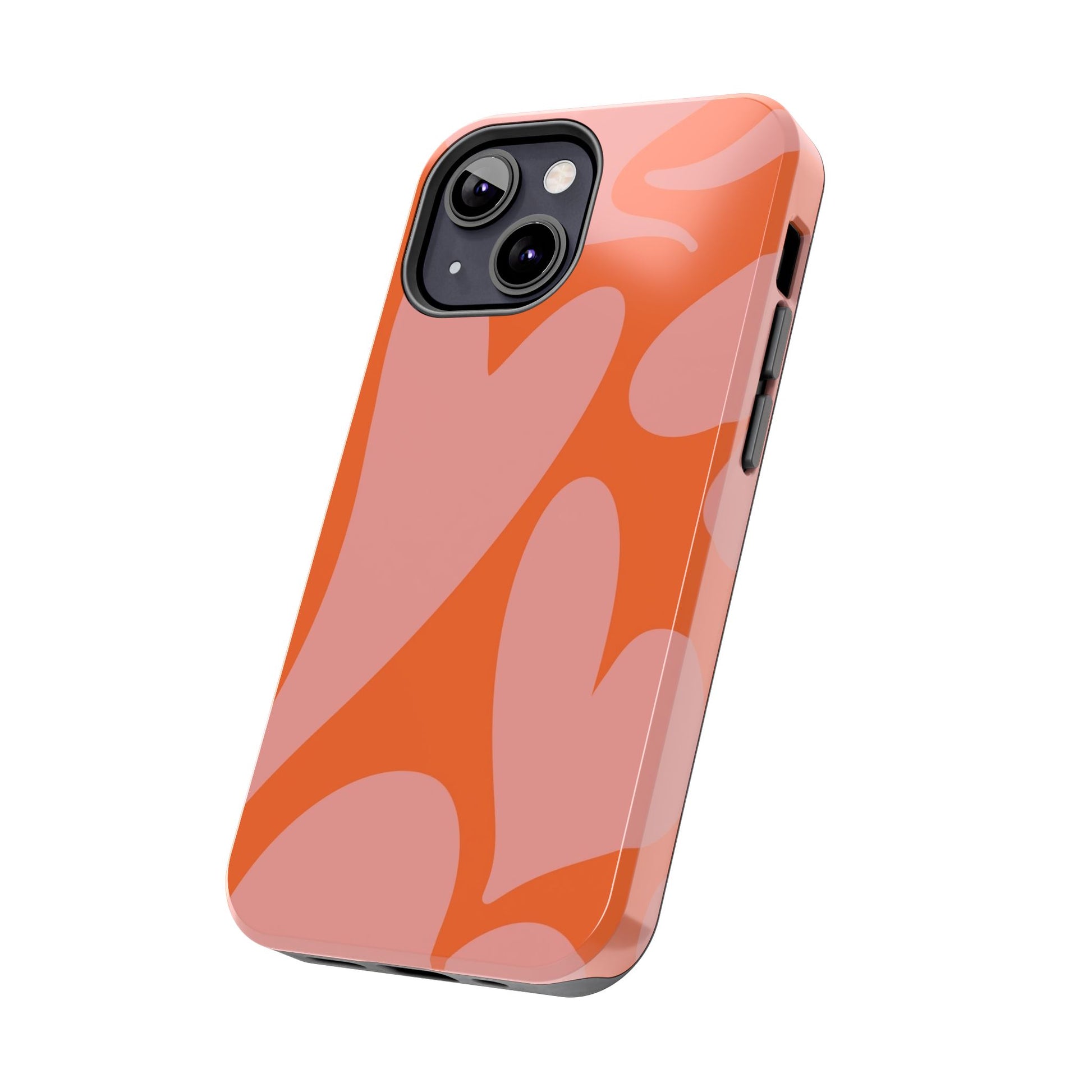 Stylish Abstract Heart Pattern Phone Case - Pink and Orange Design - Durable Protection for Your Device | Tough Phone Cases Womens Eco Friendly Apparel