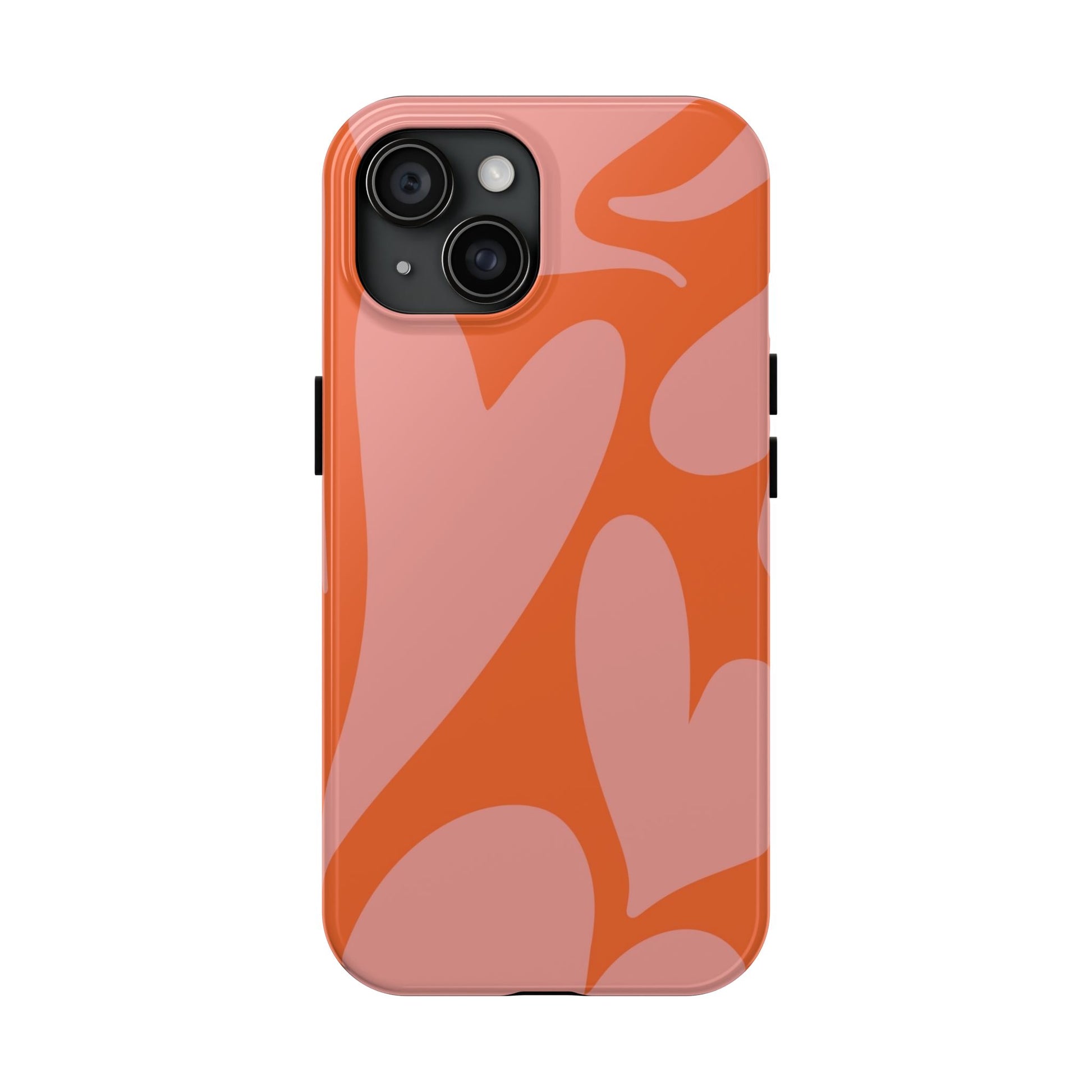 Stylish Abstract Heart Pattern Phone Case - Pink and Orange Design - Durable Protection for Your Device | Tough Phone Cases Womens Eco Friendly Apparel