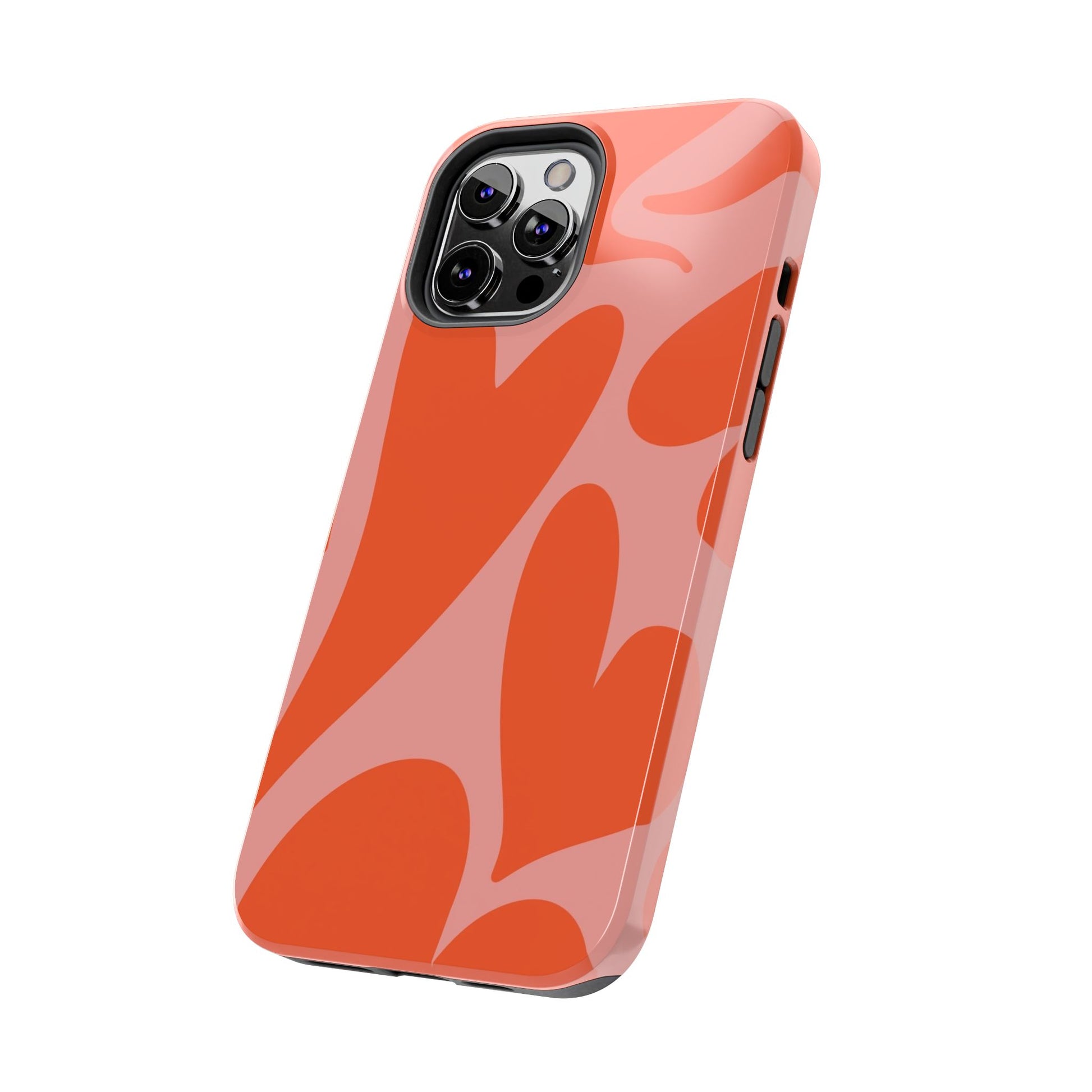Cute Abstract Orange Heart Pattern Phone Case - Stylish and Durable Protection for Your Smartphone | Tough Phone Cases Womens Eco Friendly Apparel